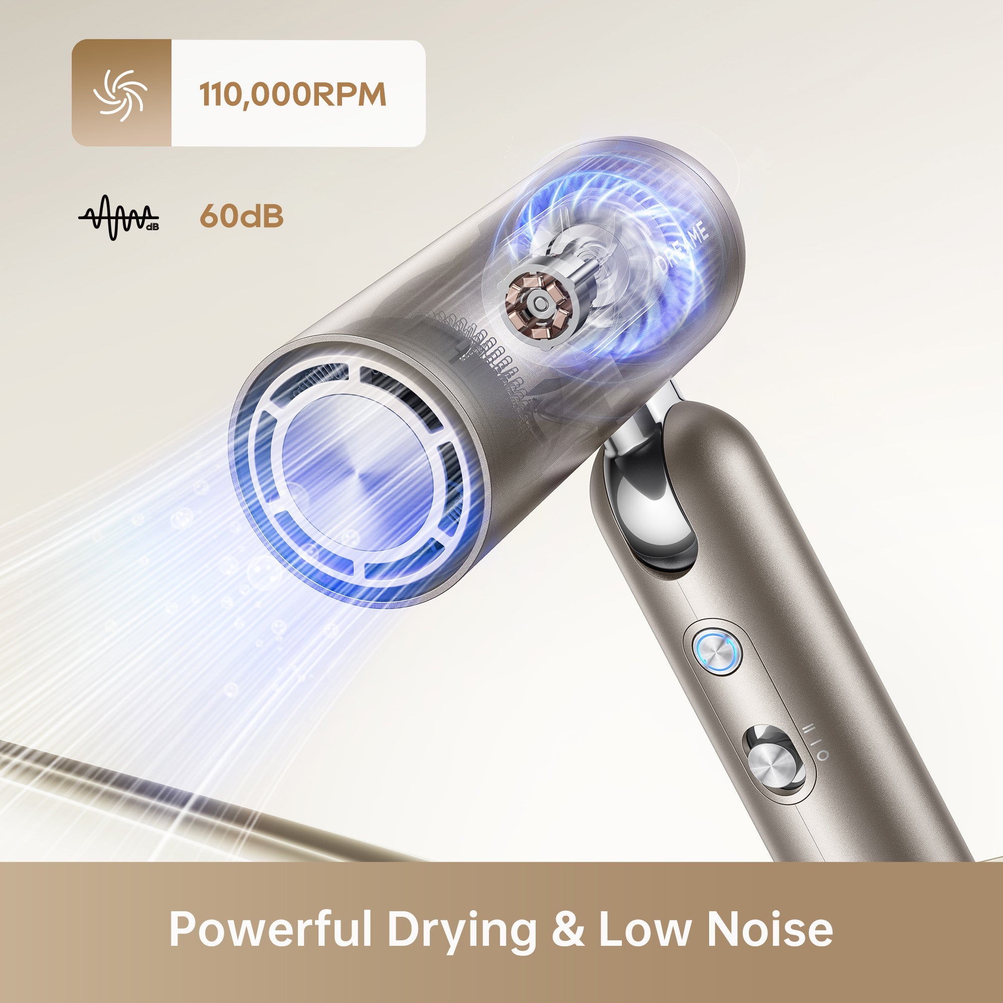 Dreame Pocket Hair Dryer featuring 110,000RPM speed and low noise operation