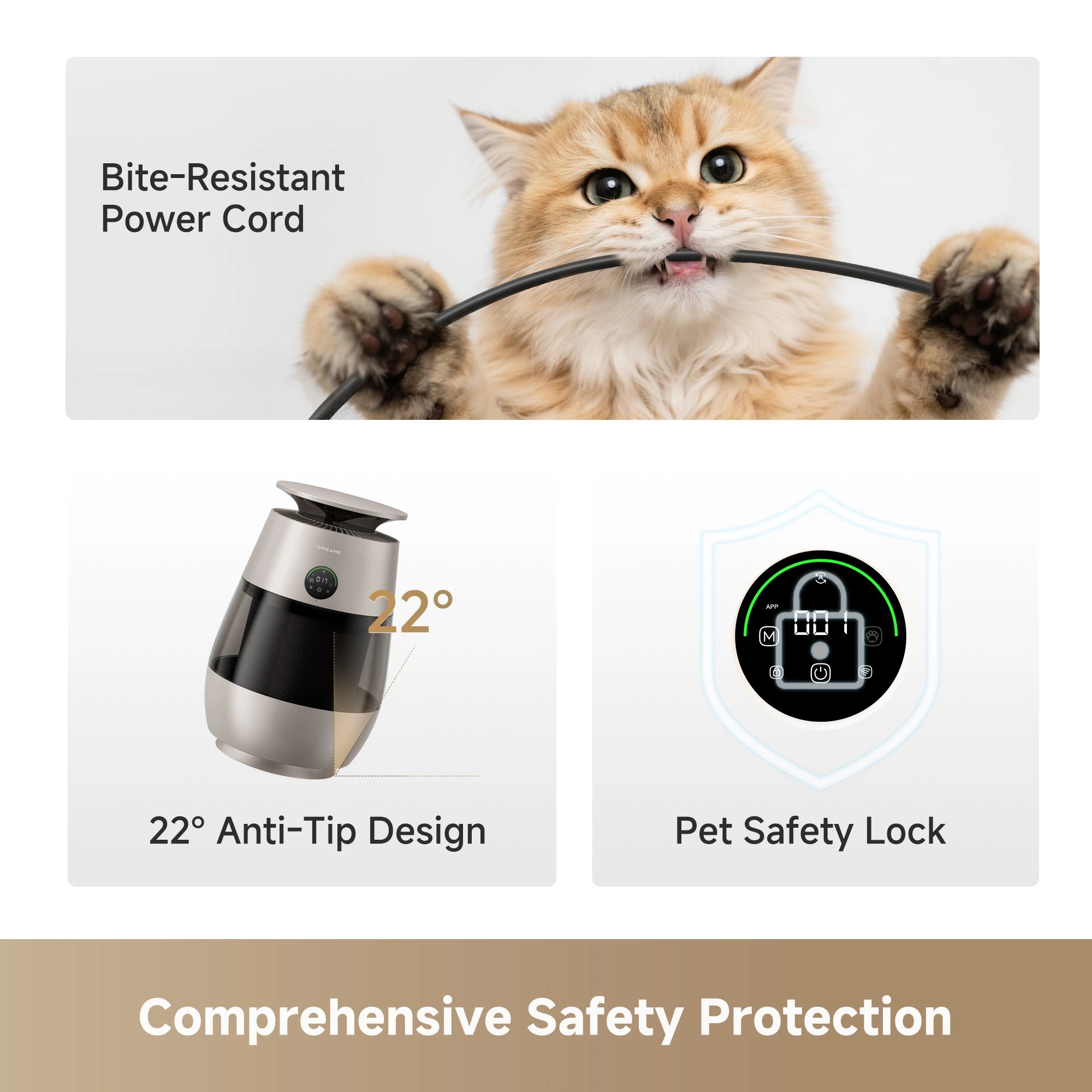 Dreame AP10 pet air purifier featuring pet location safety guard technology for safer pet care