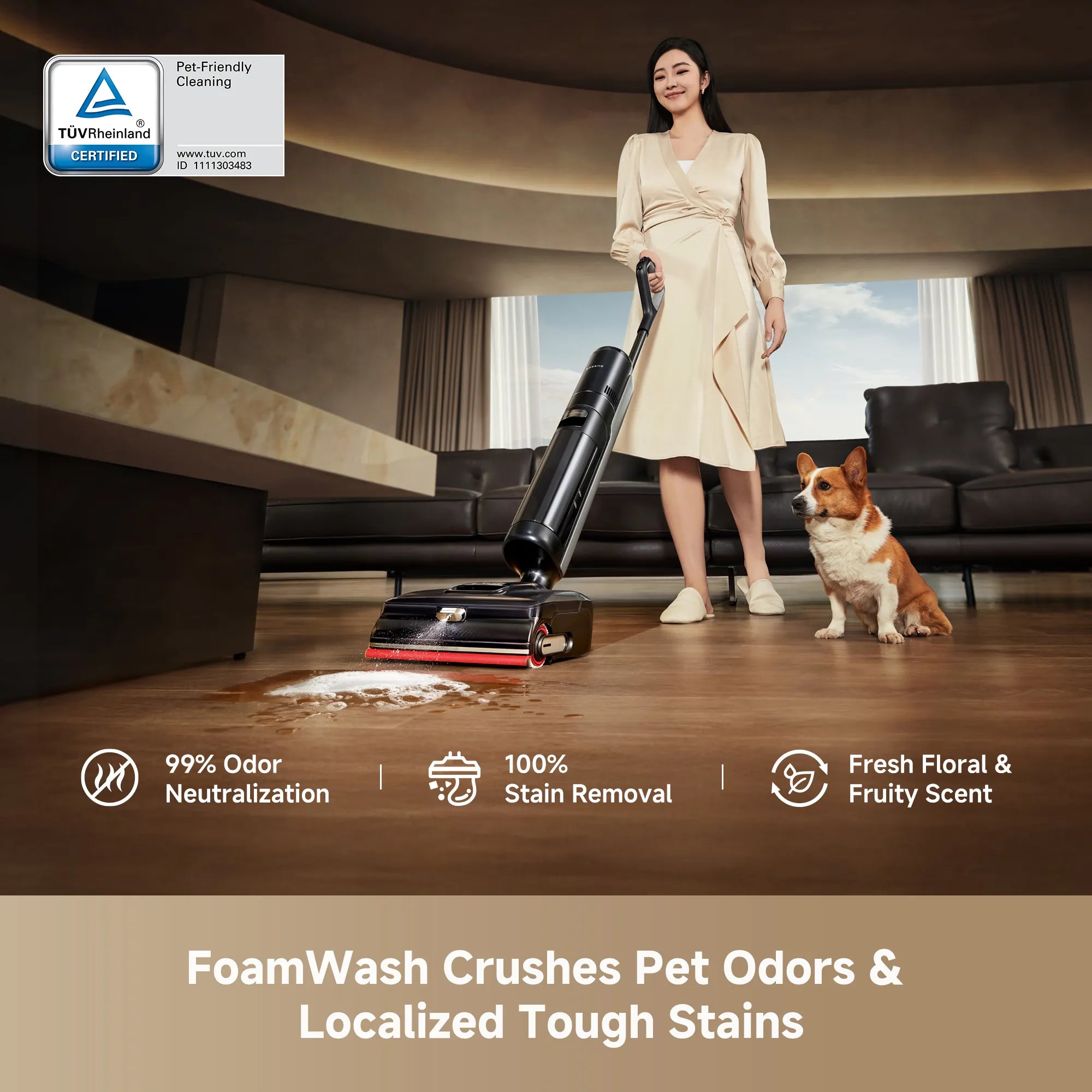 Dreame H15 Pro FoamWash Wet Dry Vacuum Powerful Cleaning for Pet Odor Stains and Easy Home Use