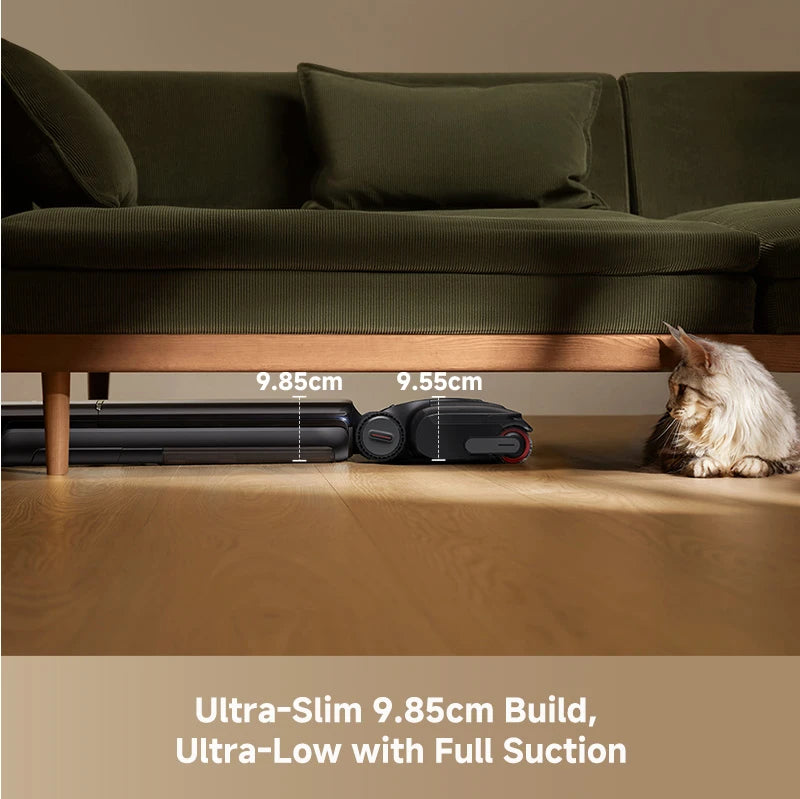 Dreame H16 FlexReach wet and dry vacuum with an ultra-slim 9.85 cm profile for cleaning under low furniture while maintaining strong suction
