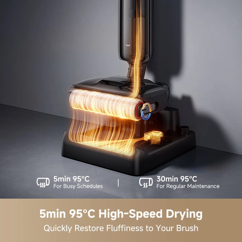 Dreame H16 FlexReach wet and dry vacuum with 95°C high-speed brush drying to restore brush softness in just 5 minutes