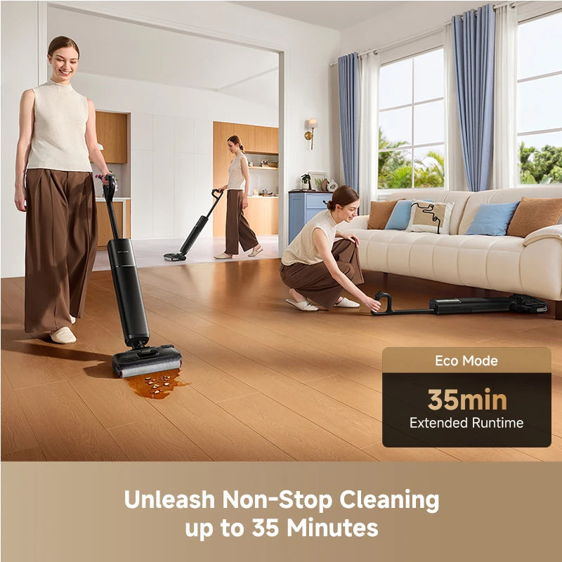 up to 35 minutes runtime for uninterrupted whole home cleaning
