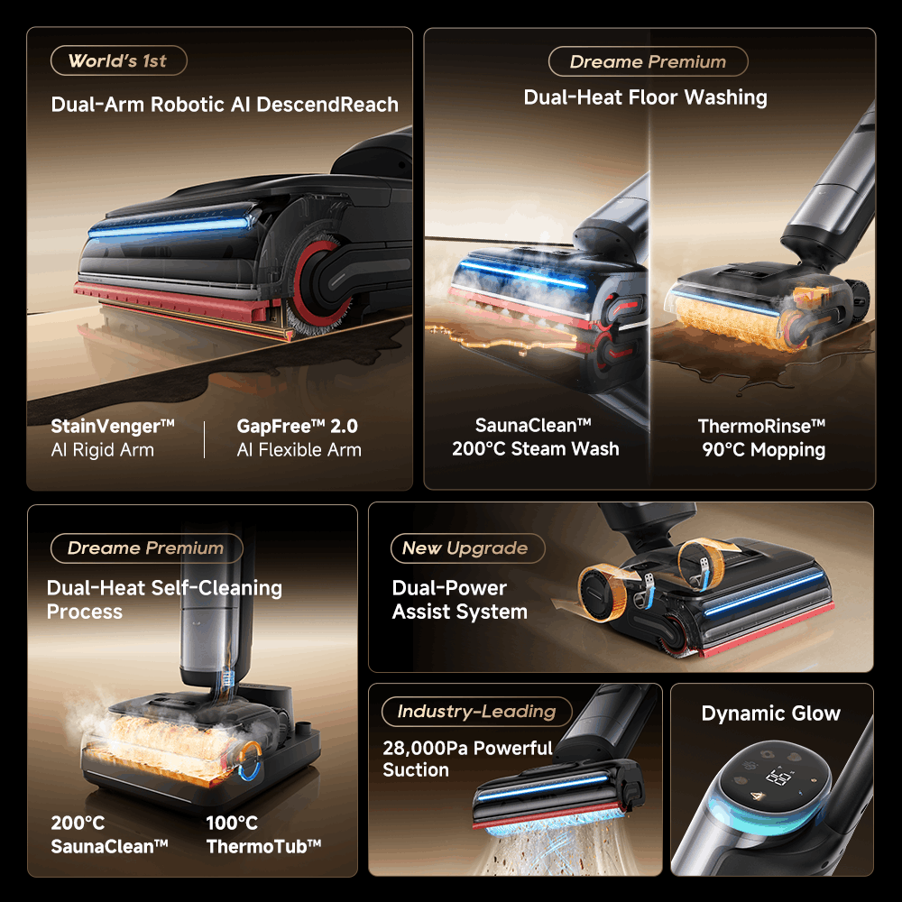 Dreame H16 Pro Steam Wet Dry Vacuum Cleaner Ultra Powerful Suction Baby and Pet Safe Multi Surface Cleaning