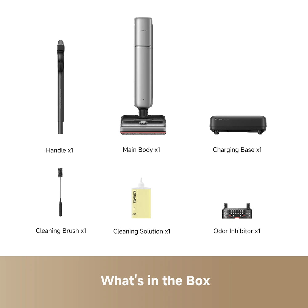 Dreame H16 Pro TriForce package includes accessories cleaning solution and charging base