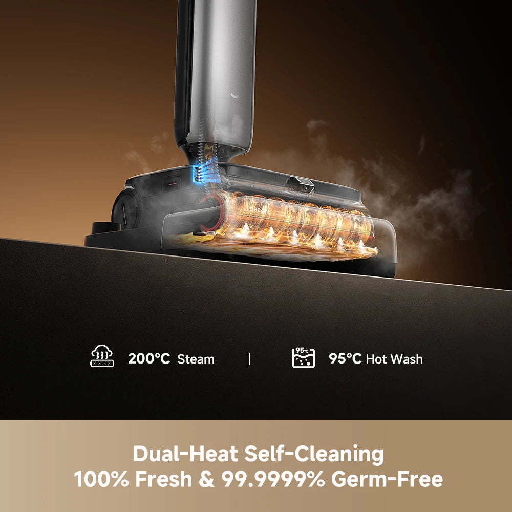 dual heat self cleaning system washes and dries the brush automatically