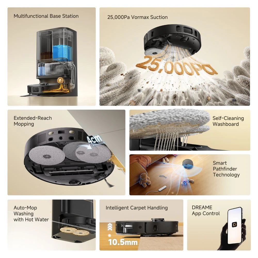 Dreame L10s Ultra Heat Robot Vacuum 25000Pa Strong Suction Hot Water Mop Deep Cleaning Edge Extend Auto Cleaning