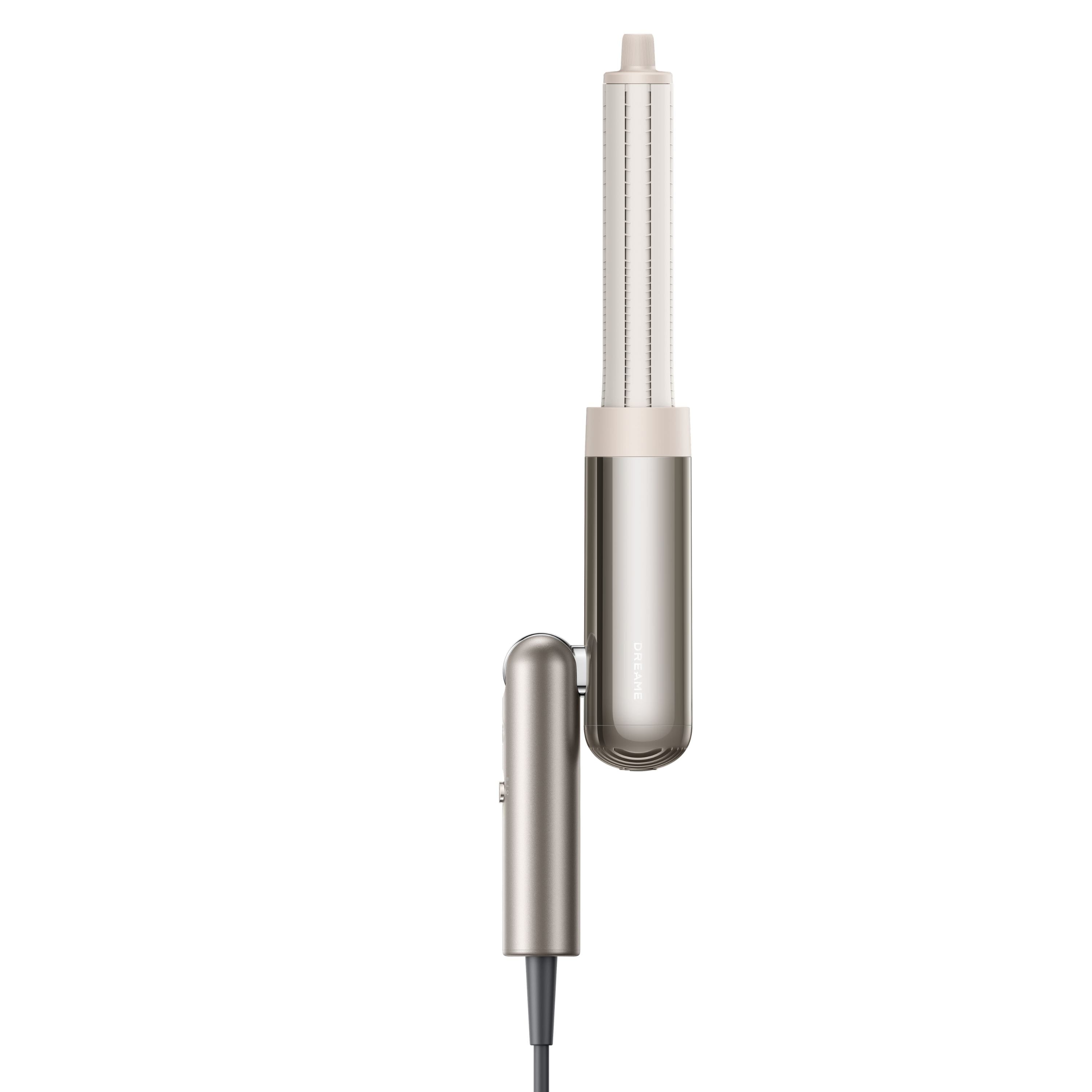 Dreame Pocket gold hair dryer using curling nozzle on right side