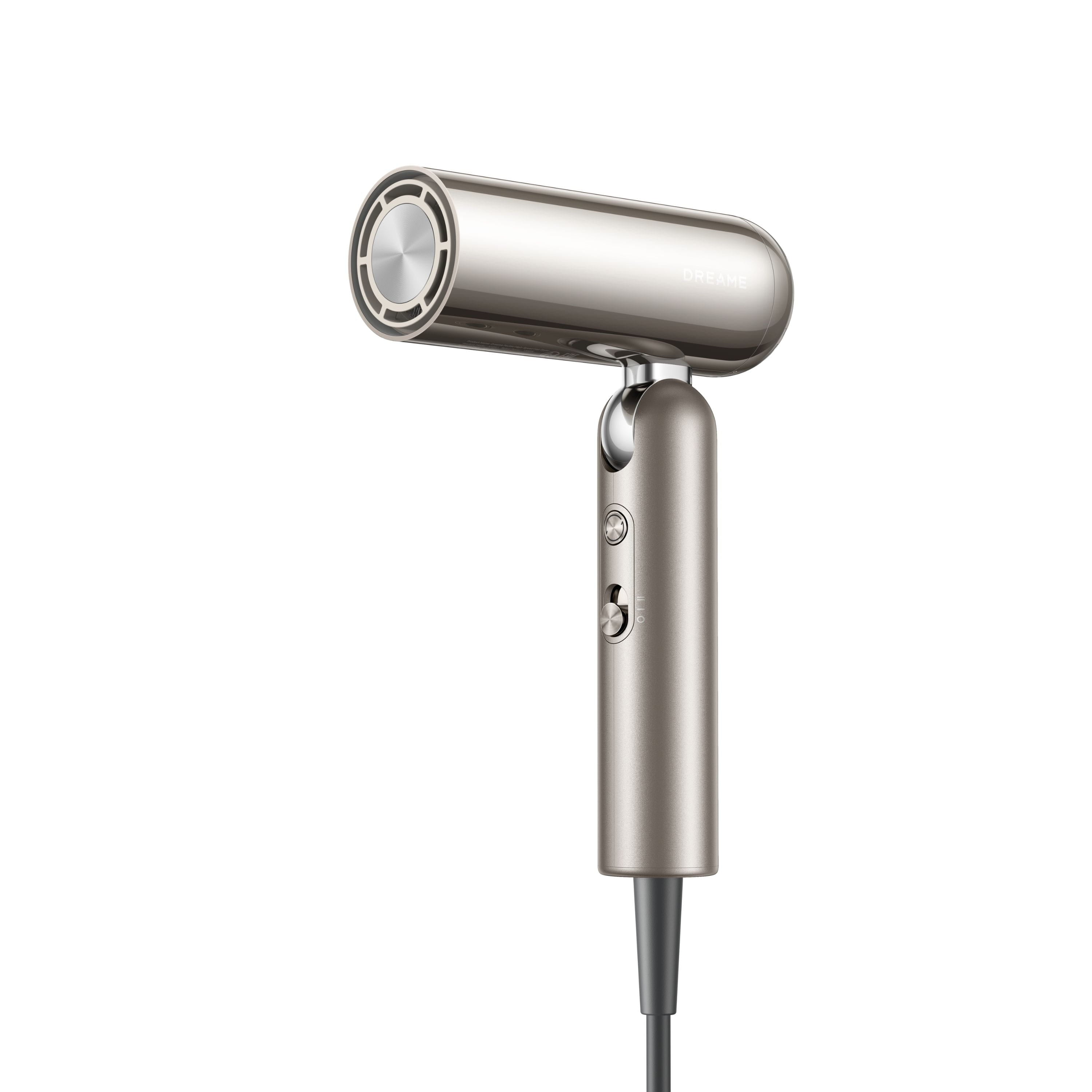 Dreame Pocket gold hair dryer in 3/4 right angle upward view