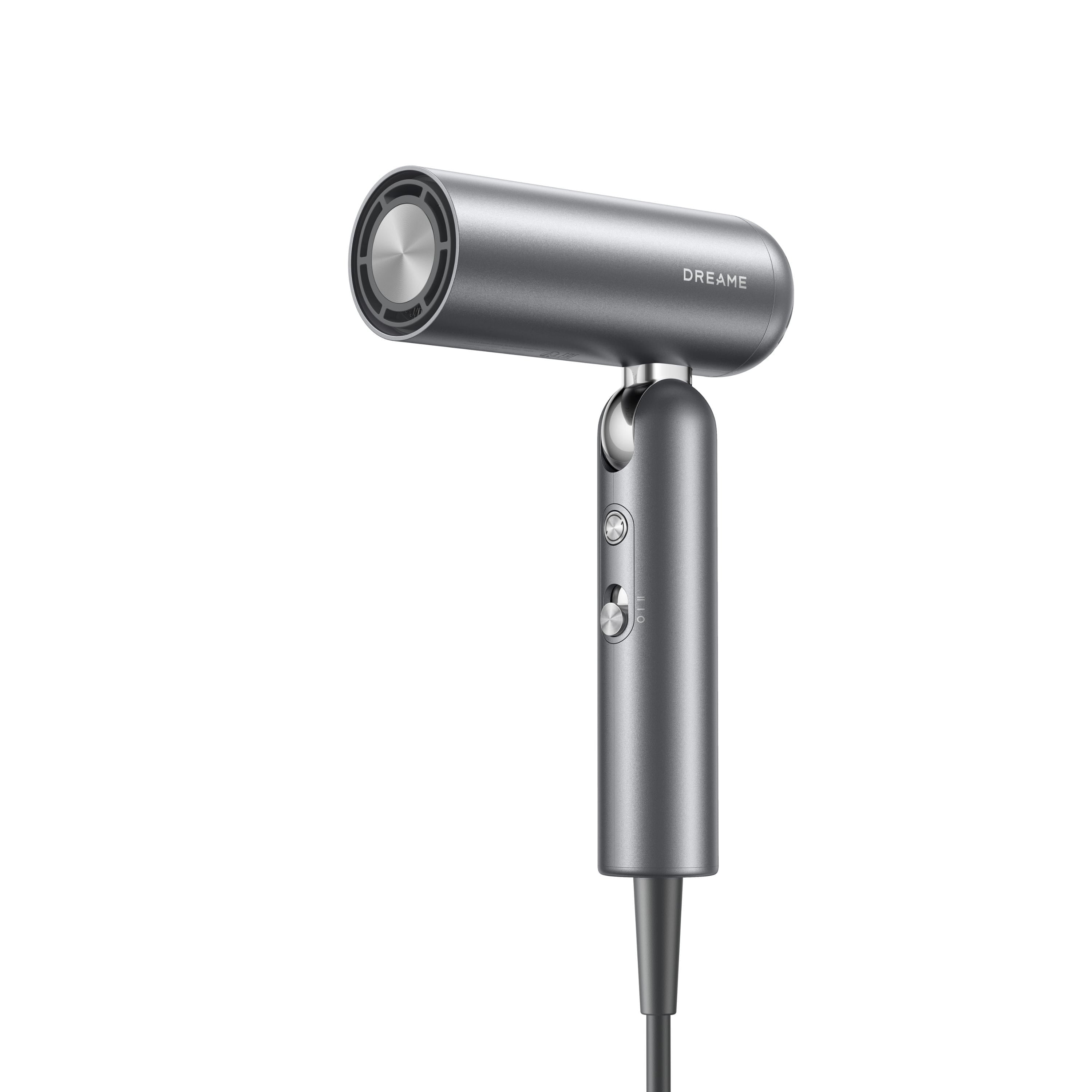 Dreame Pocket gray hair dryer in 3/4 right angle upward view