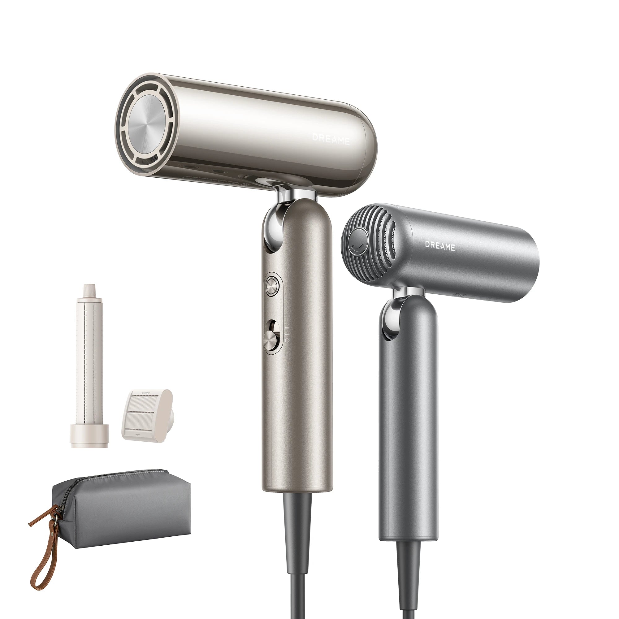 Dreame Pocket high-speed hair dryer with accessories on white background