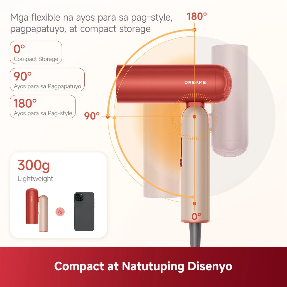 compact foldable hair dryer for easy storage and travel use