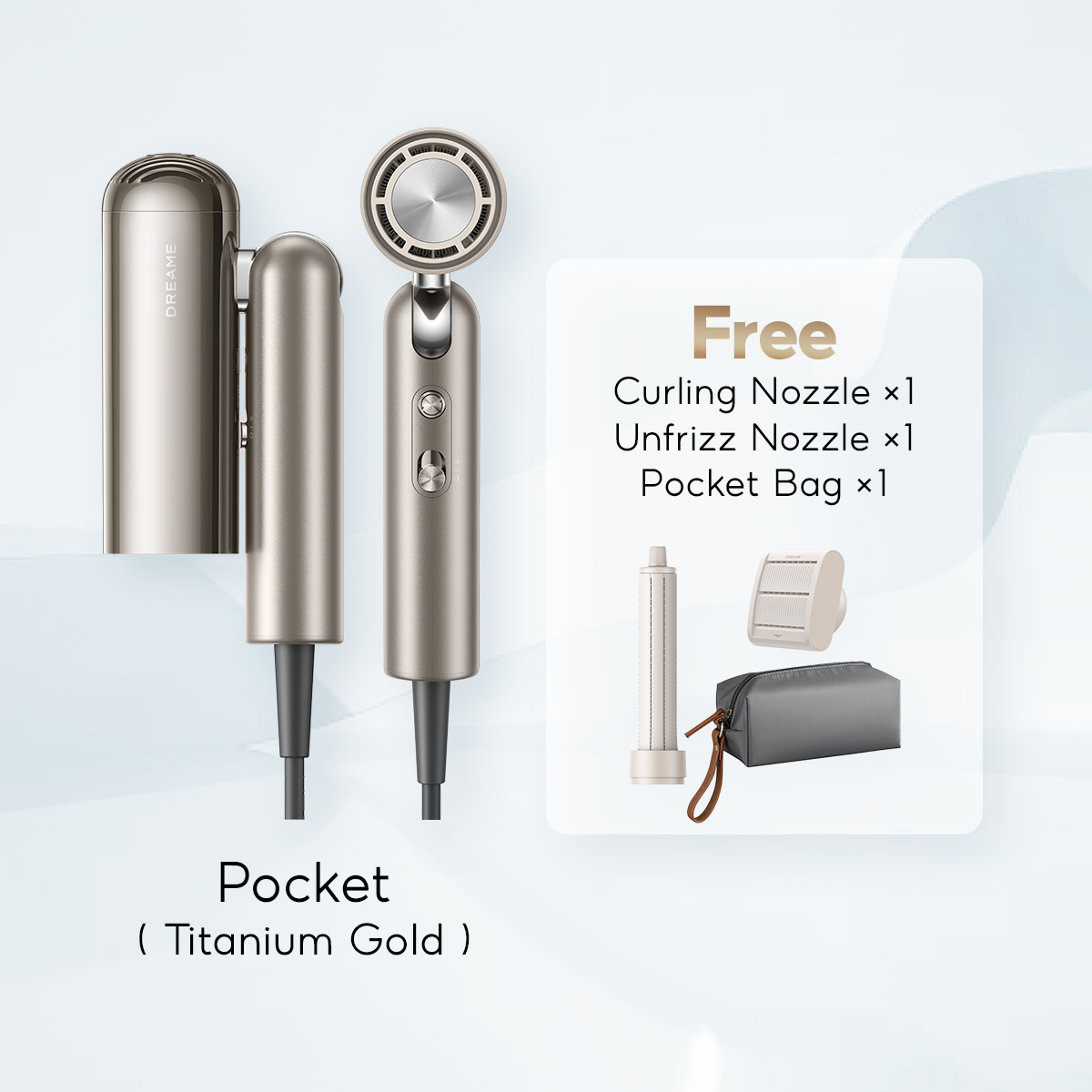 Dreame Pocket gold hair dryer set