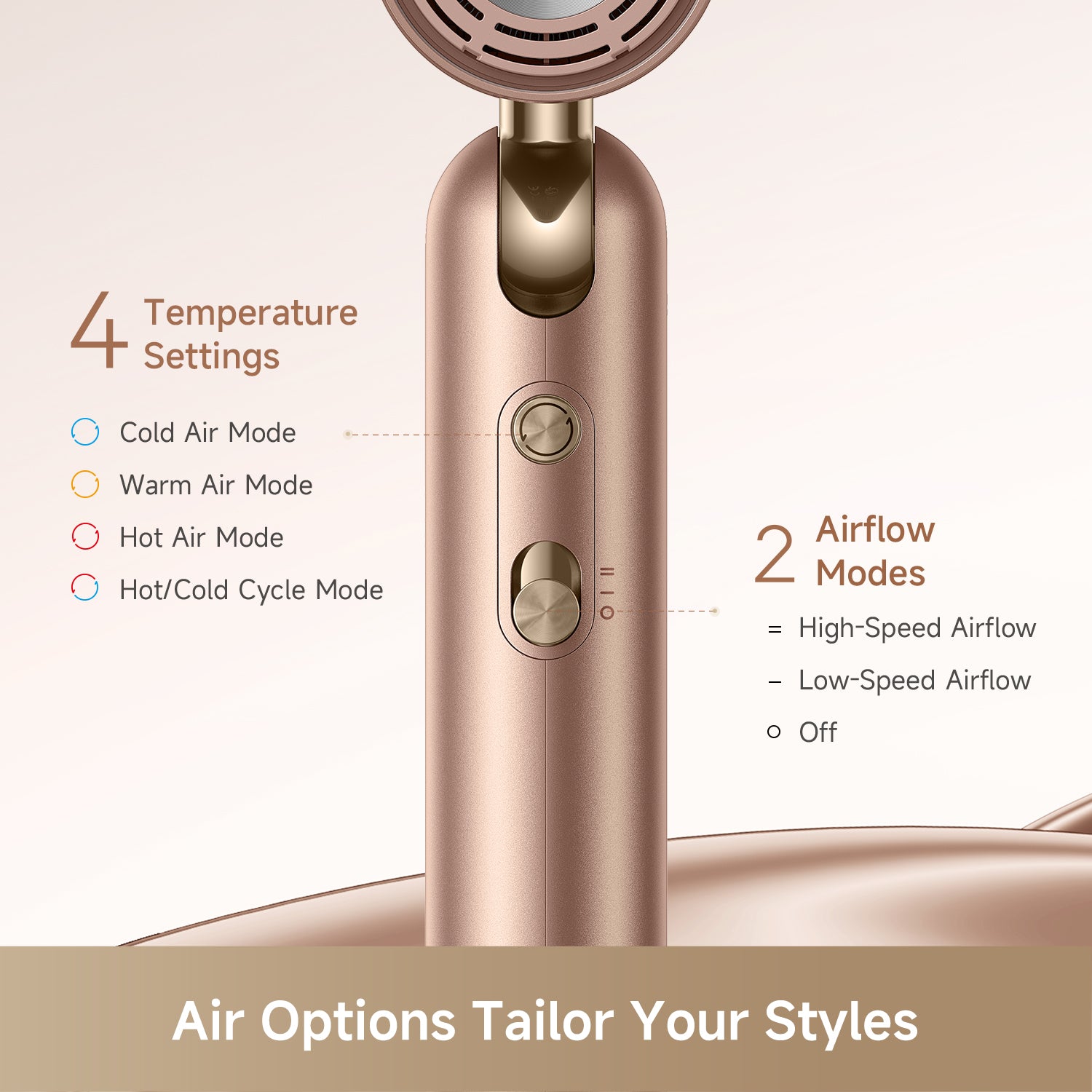 hair dryer with multiple airflow options for customized hair styling