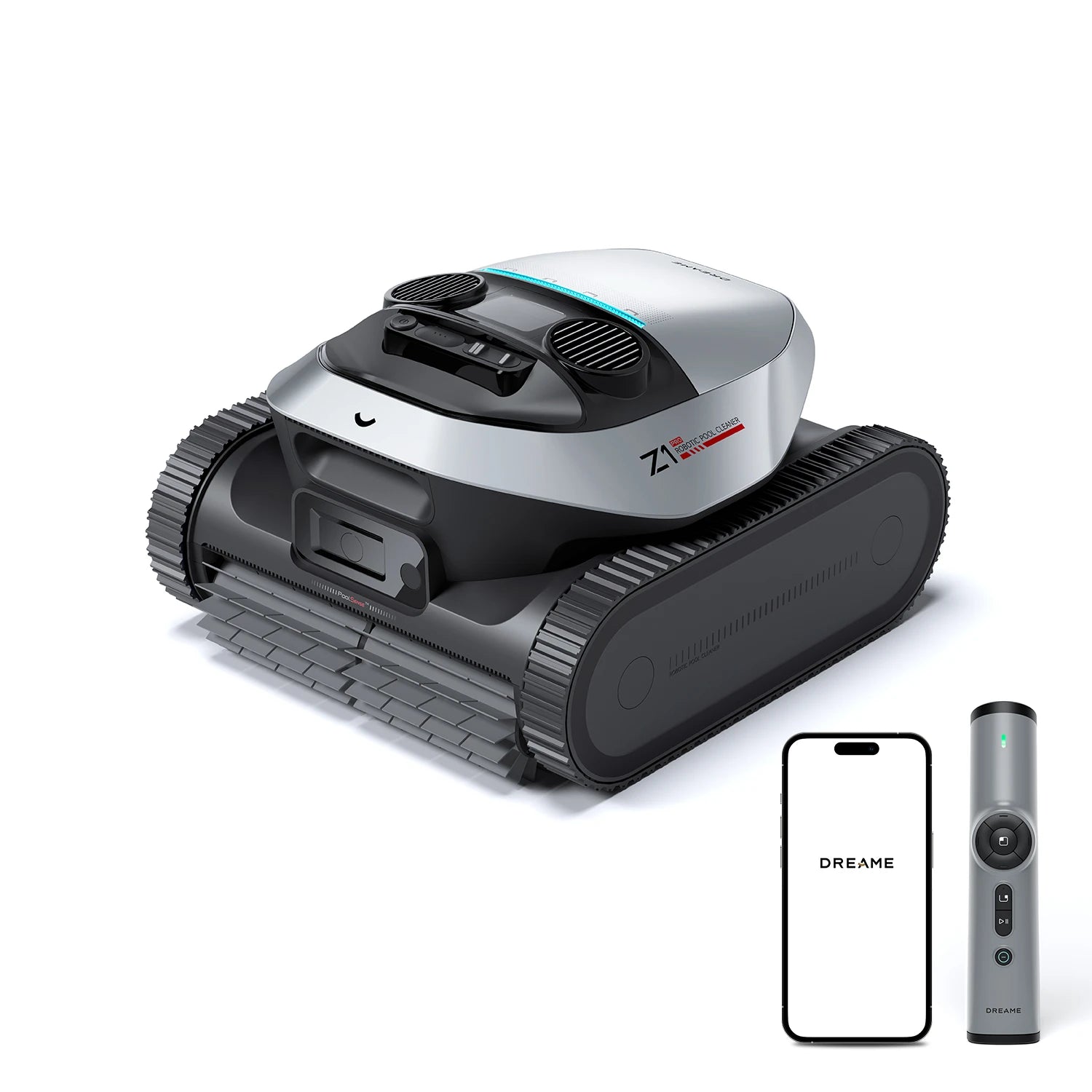 Dreame Pool Cleaner Z1 Pro displayed on a clean white background showcasing its premium cordless robotic pool cleaner design