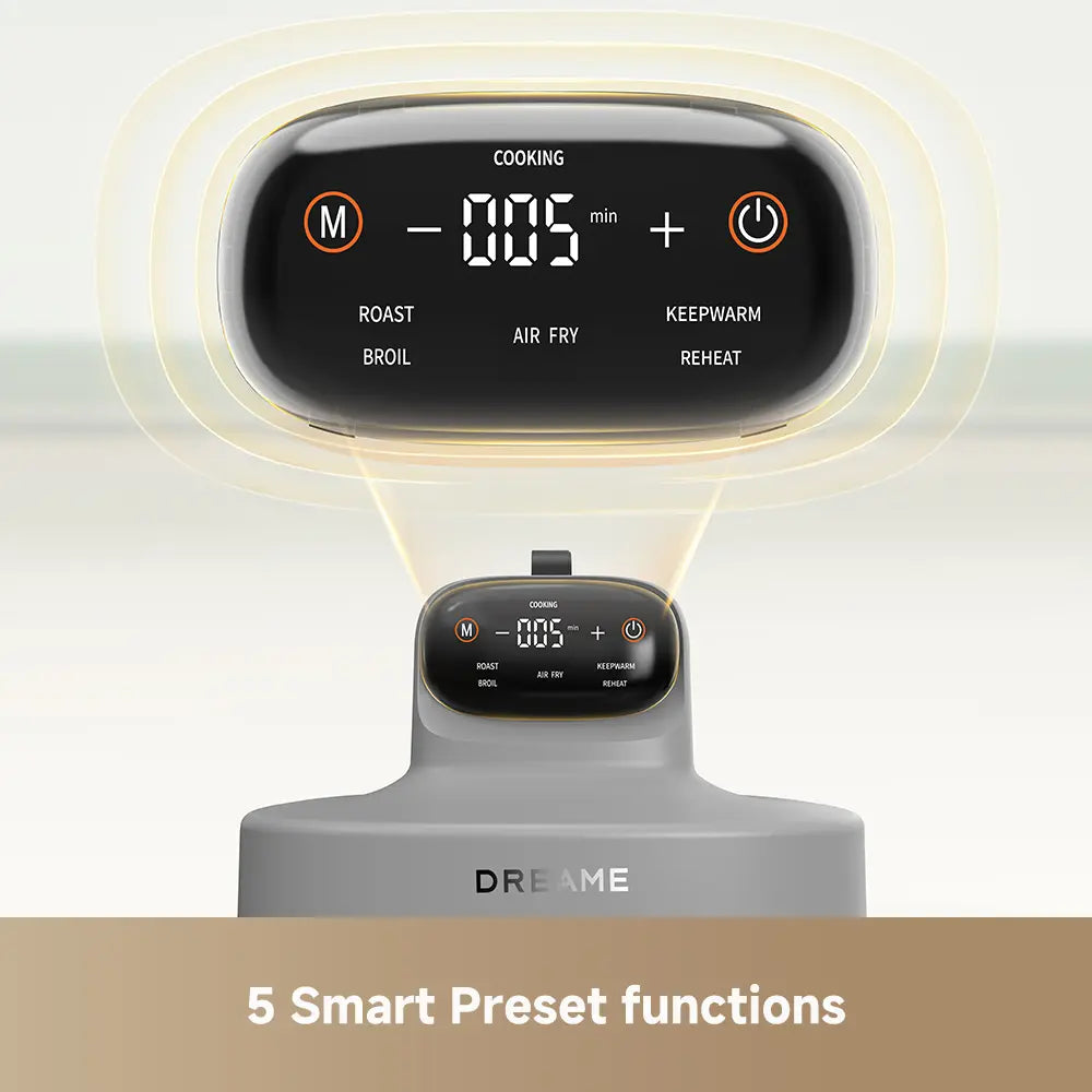 Dreame PT60 5 in 1 Glass Air Fryer 360° Panoramic Viewing Portable Healthy Hot Air Cooking