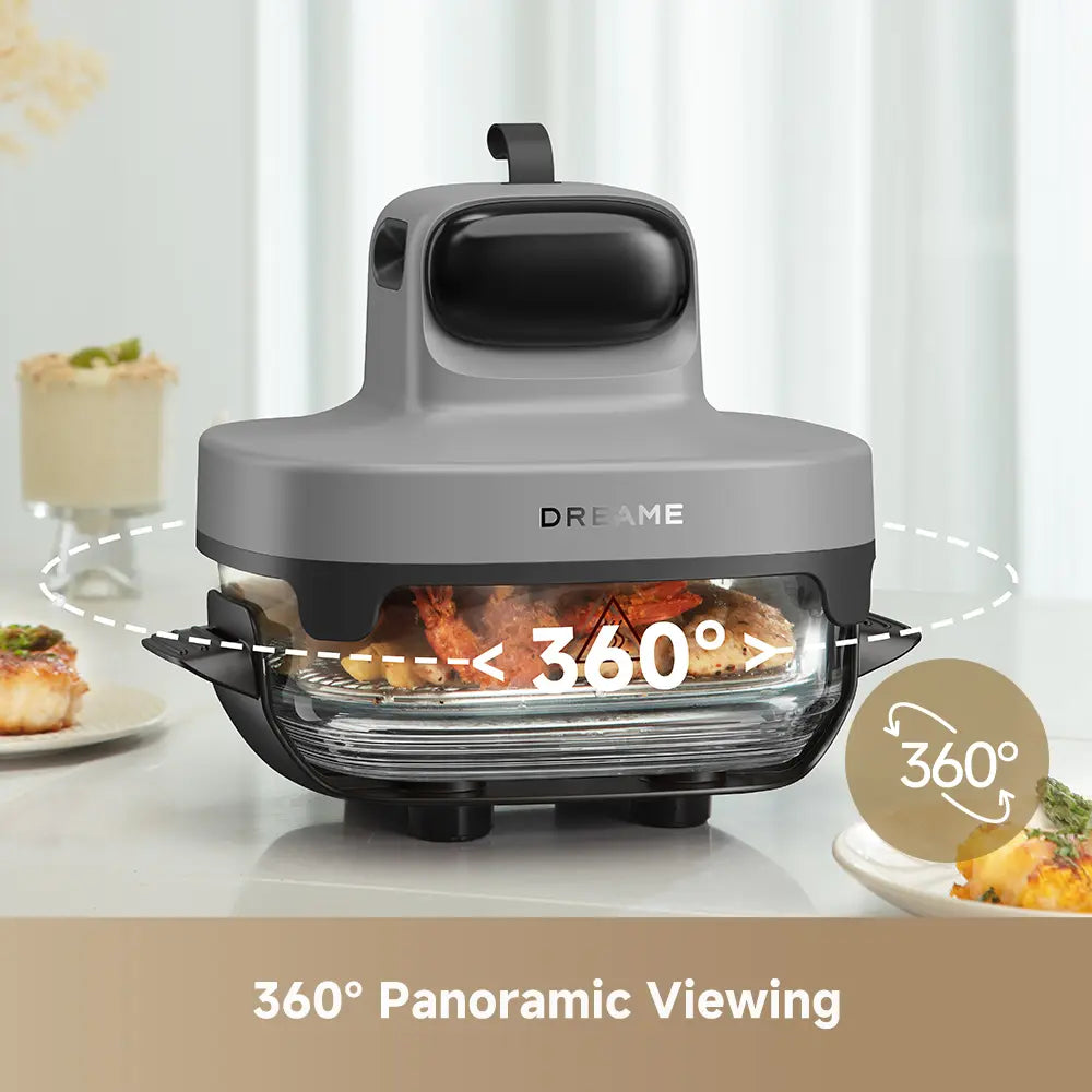 Dreame PT60 5 in 1 Glass Air Fryer 360° Panoramic Viewing Portable Healthy Hot Air Cooking