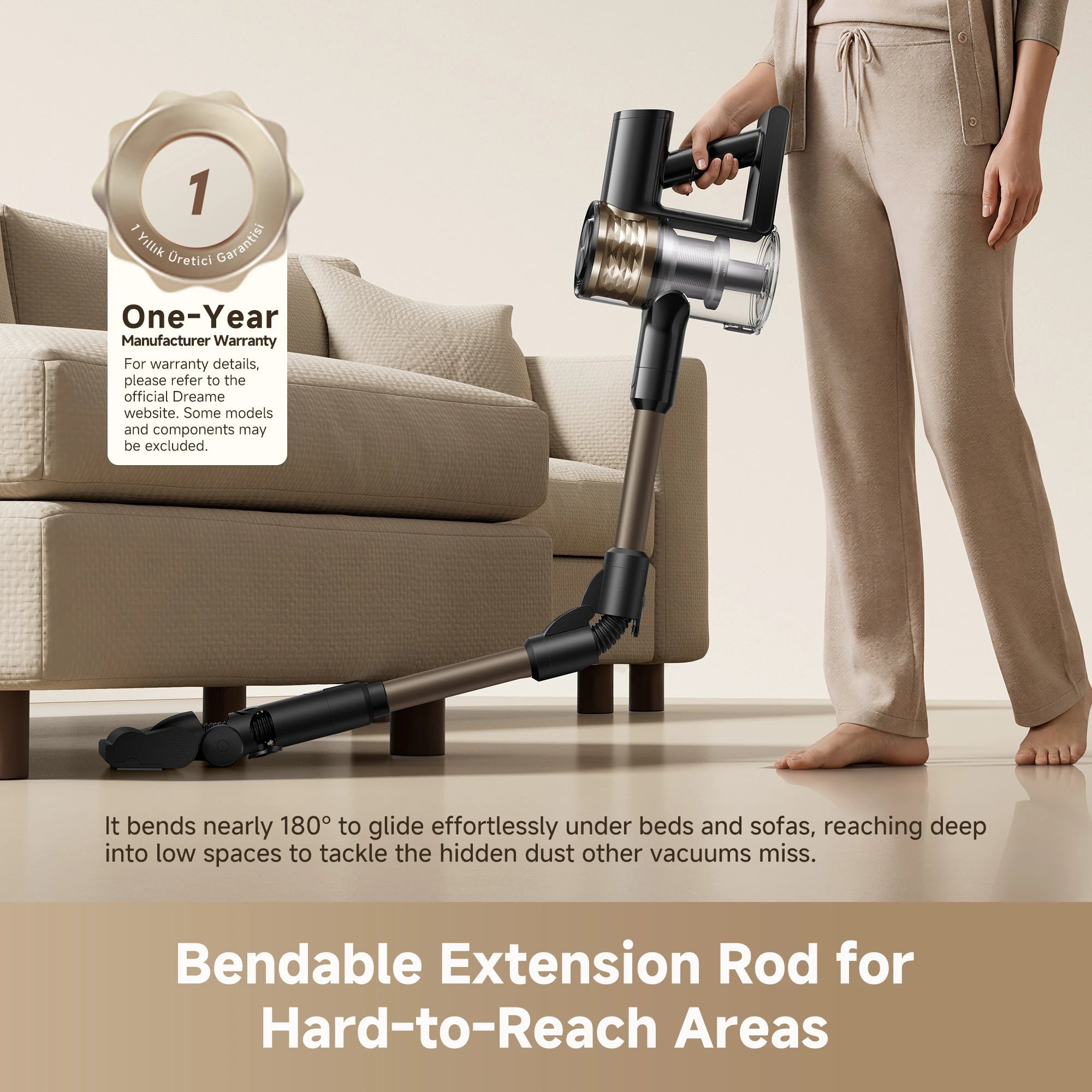 bendable extension rod helps clean under beds sofas and furniture