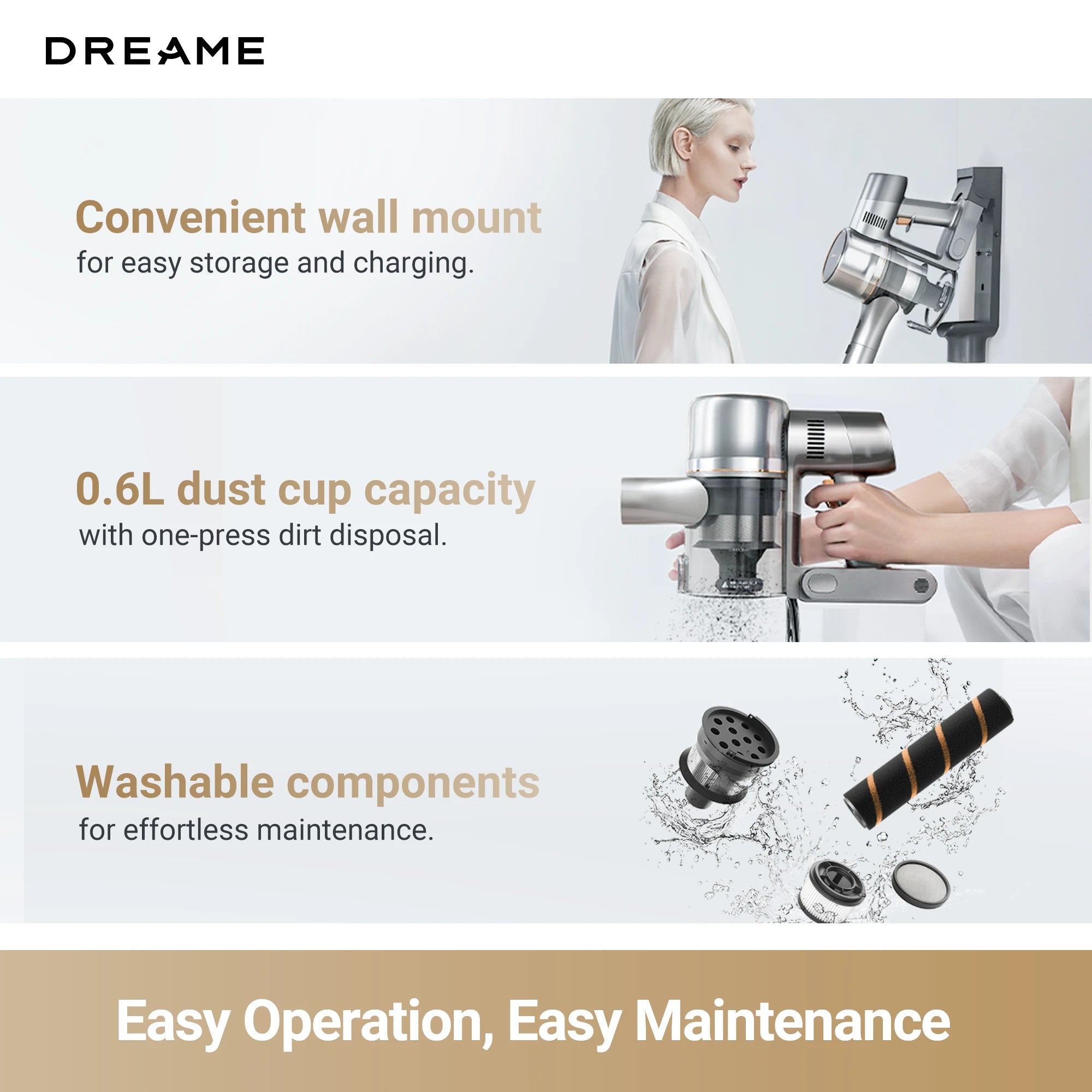 Dreame V16 Pro Cordless Stick Vacuum 27KPA Suction Pet friendly 85-min Runtime Green Detection