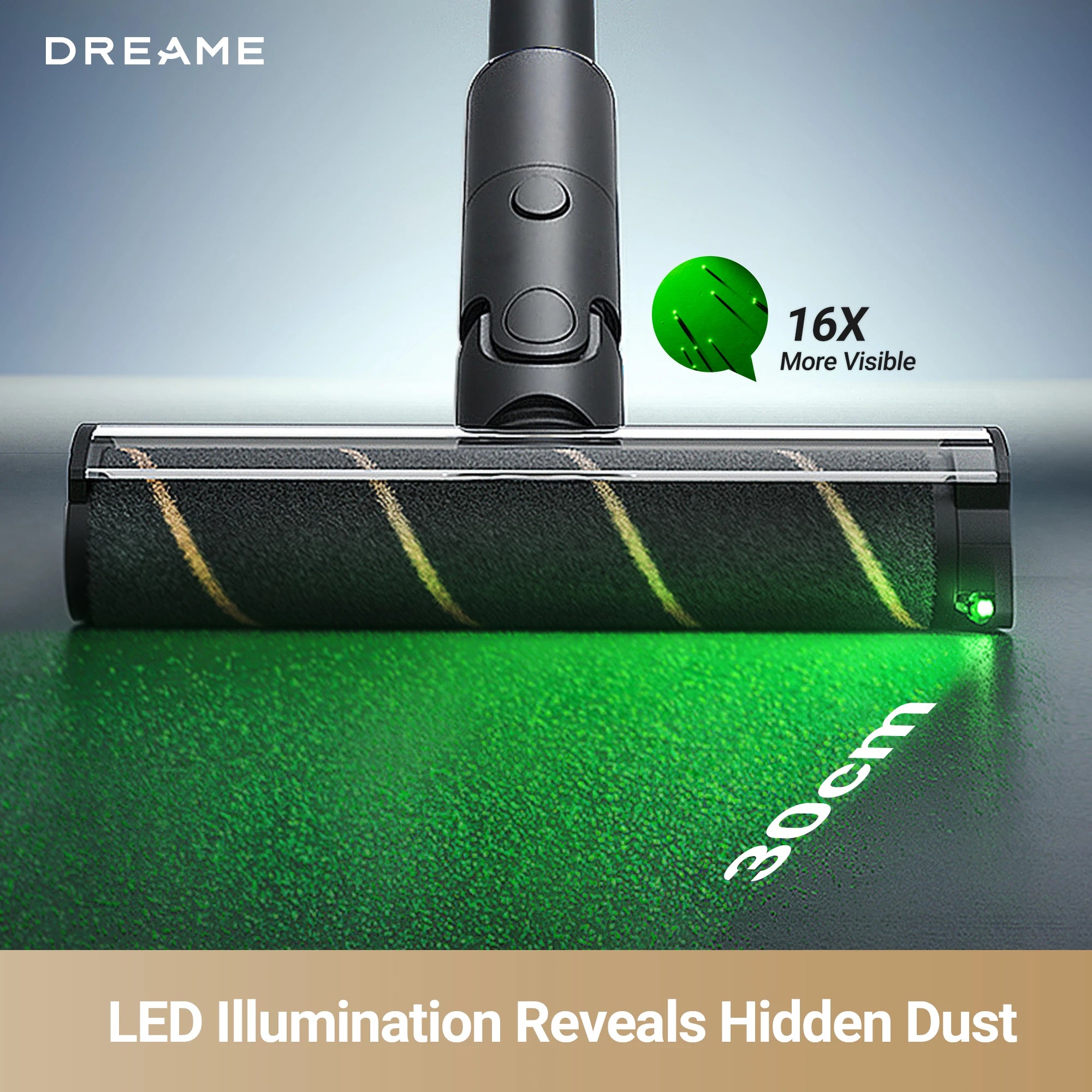LED vacuum lighting reveals hidden dust under furniture and dark corners