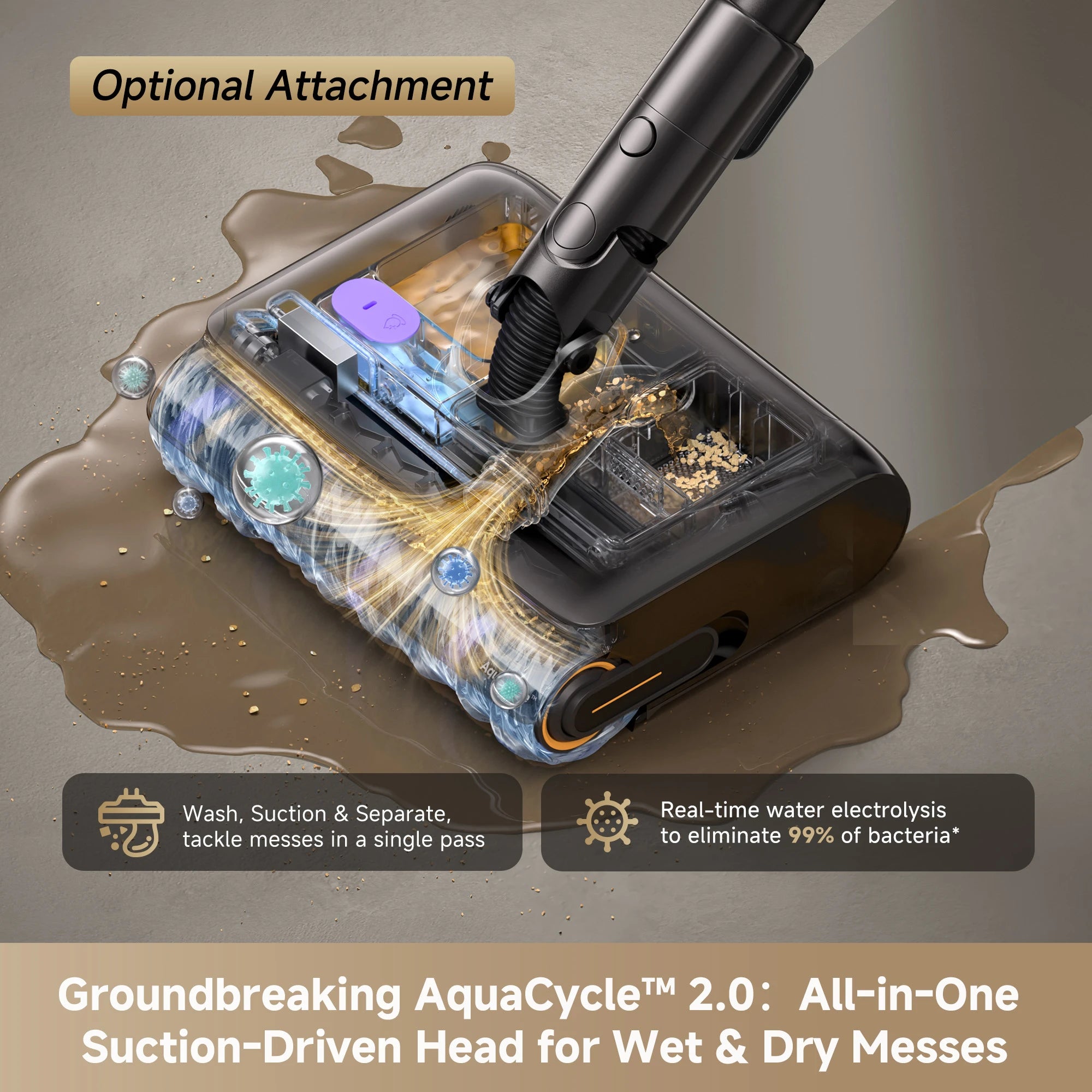 Dreame V50 Pro cordless vacuum with AquaCycle 2.0 wet cleaning mop attachment for floor washing