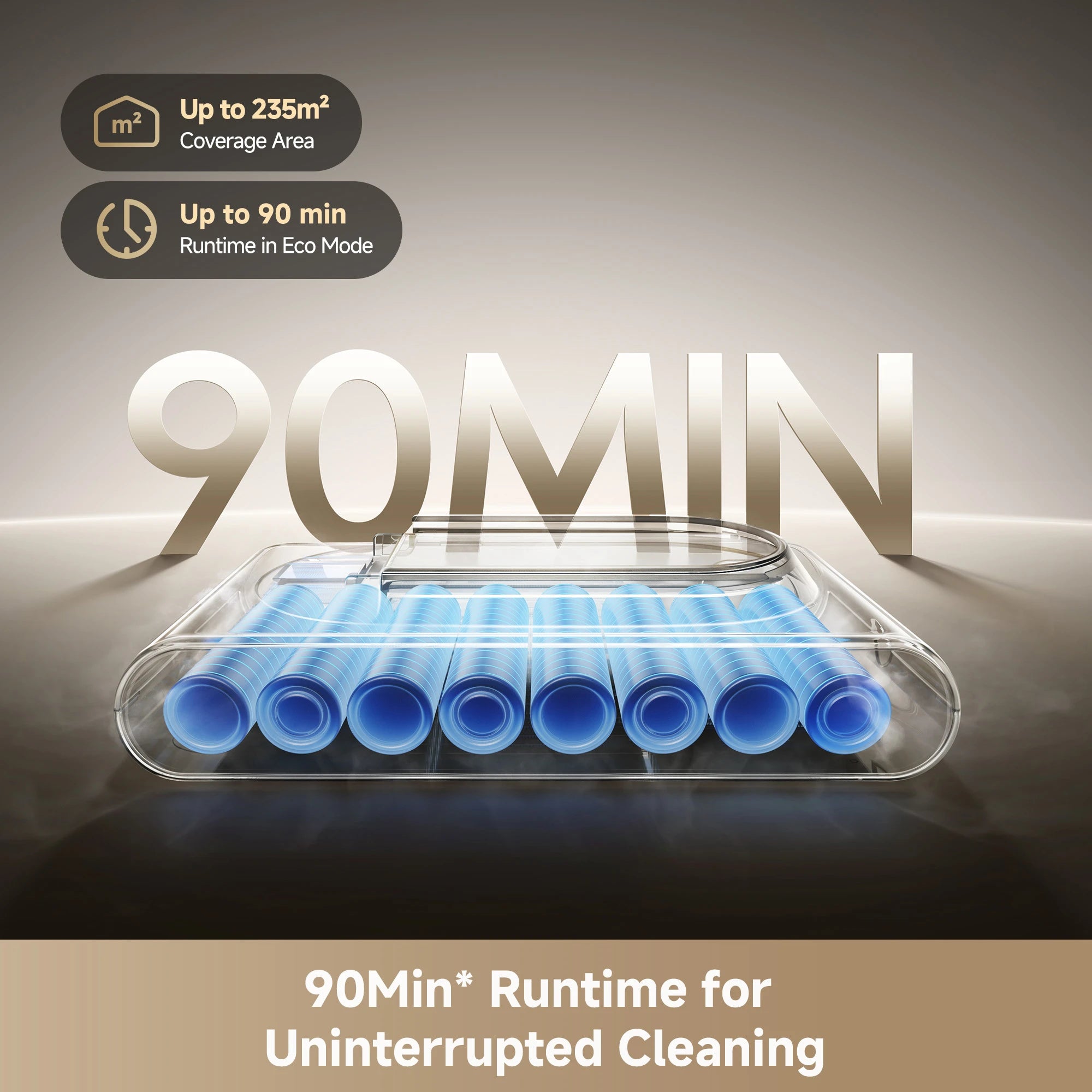 High capacity battery pack delivering up to 90 minutes runtime for Dreame V50 Pro cordless vacuum