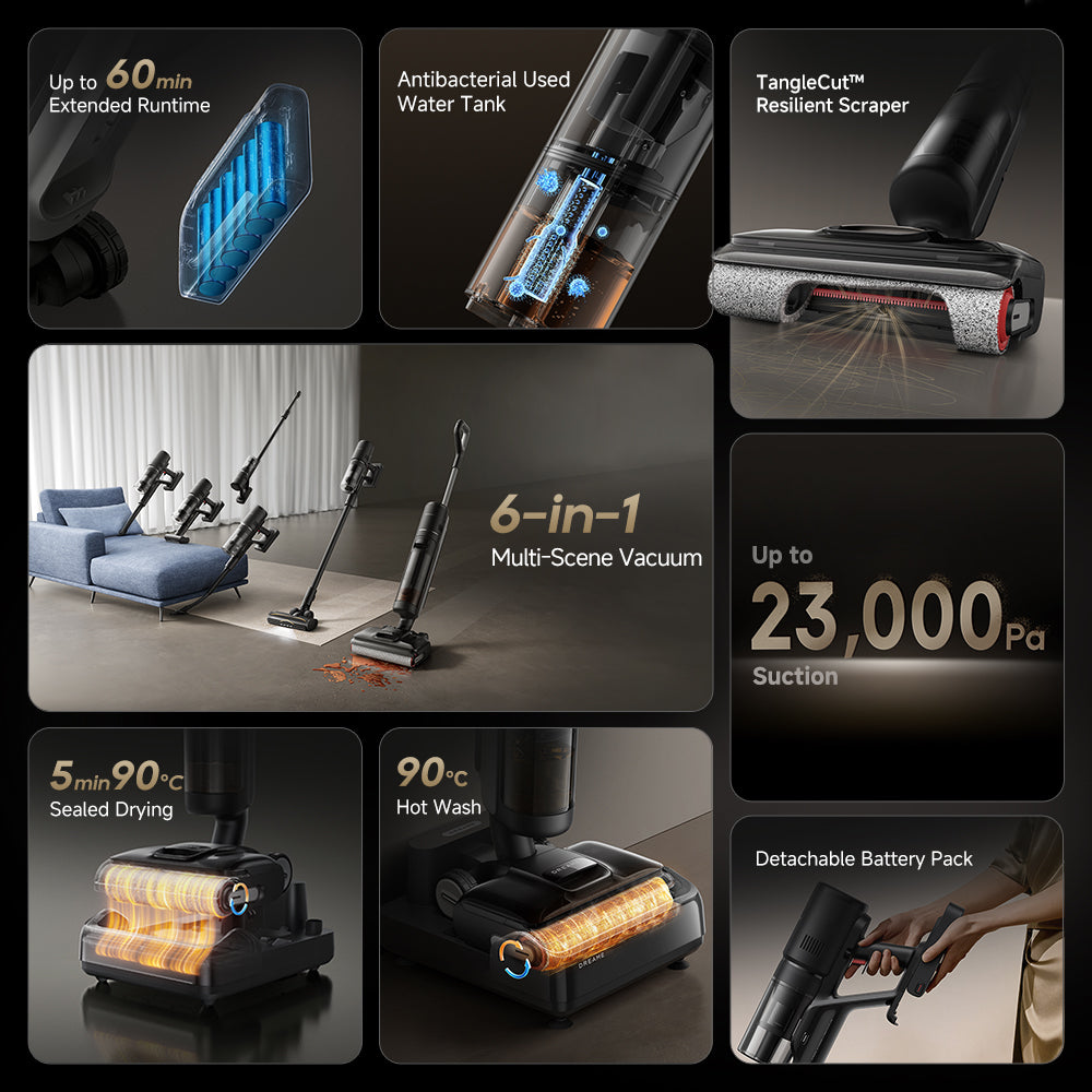 Dreame H13 Dual FlexReach Cordless Wet & Dry Vacuum Cleaner Powerful Suction Self-Cleaning