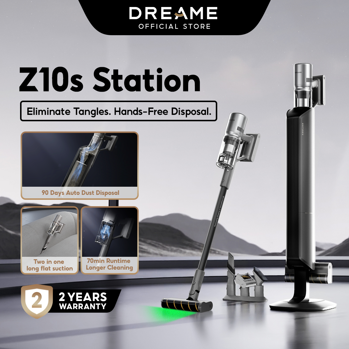 Dream Z10s Station Stick Vacuum Cleaner with Green CelesTect™ Light | 90Days Auto-Empty