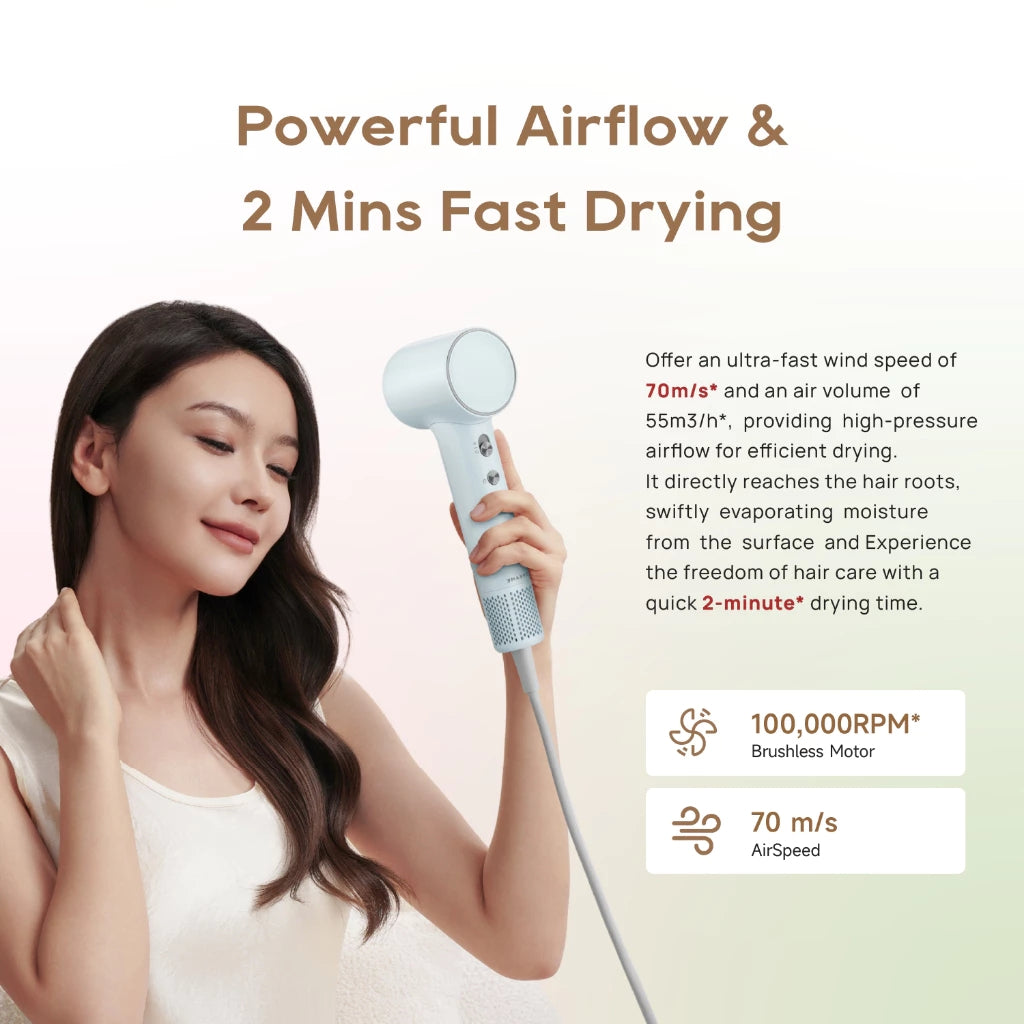 Dreame Mini High Speed Hair Dryer Blower Portable Non Heat 50s Fast Quick Dry 200M Ion Compact