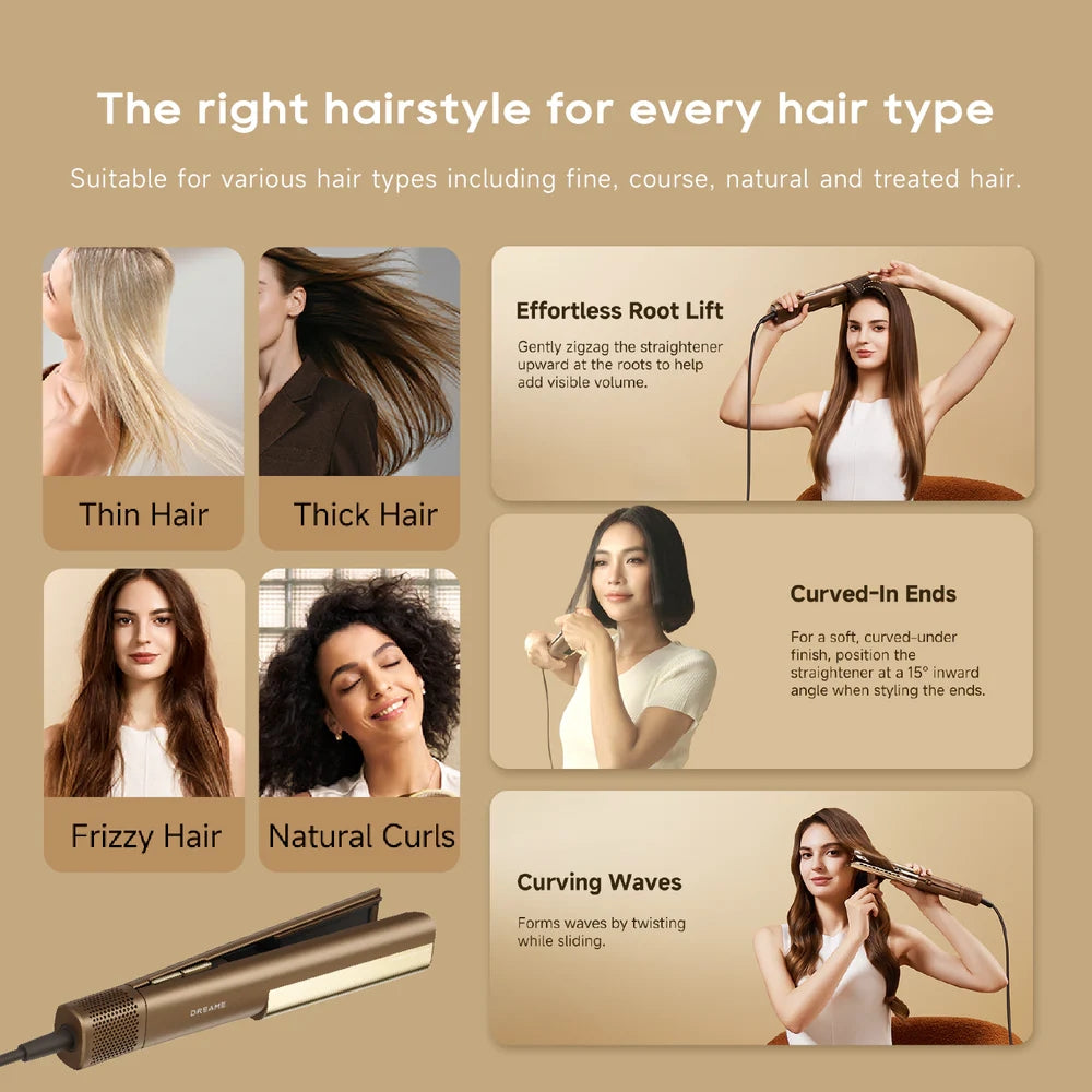 Dreame Aero Straight Air Hair Straightener Smart Display, SenseIQ, Triple HairCare Protect