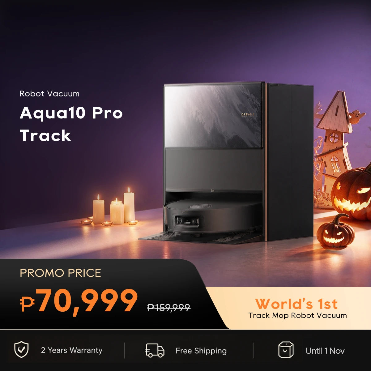 Dreame Aqua 10 Pro Track Robot Vacuum | 25,000Pa Suction, 100°C TrackSync™ Mop Self-Cleaning