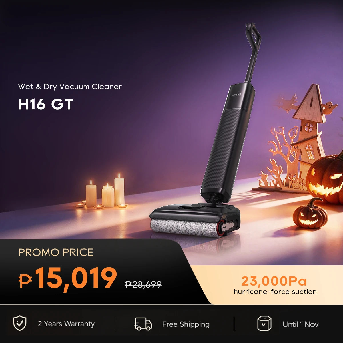 Dreame H16 GT Wet Dry Vacuum Cleaner Strong Suction Lightweight Edge Cleaning and Anti Tangle Technology