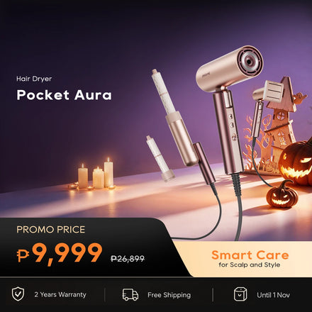 Dreame Pocket Aura Travel Hair Dryer & Styler | Dual Voltage Fast Drying Hair Care