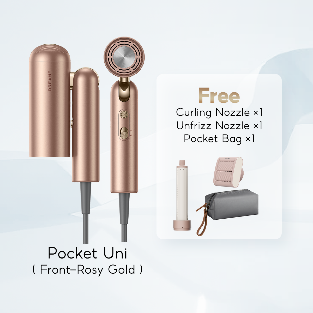 Dreame Pocket Uni All-in-One Ionic Hair Dryer Fast Drying Foldable Lightweight Quiet