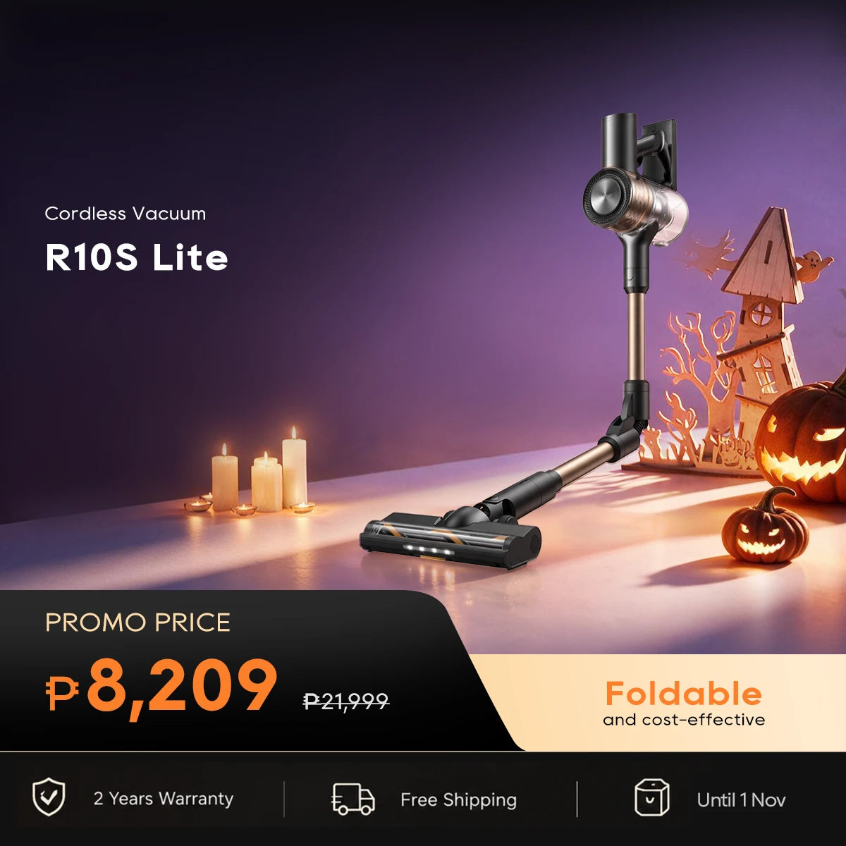 Dreame R10S Lite Cordless Vacuum Lightweight Strong Suction Easy Under Bed Cleaning with LED Display
