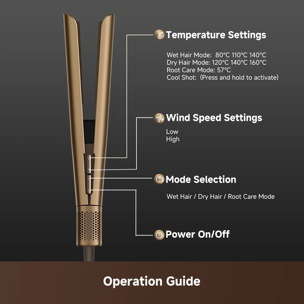 easy operation guide for Dreame AeroStraight hair straightener brush
