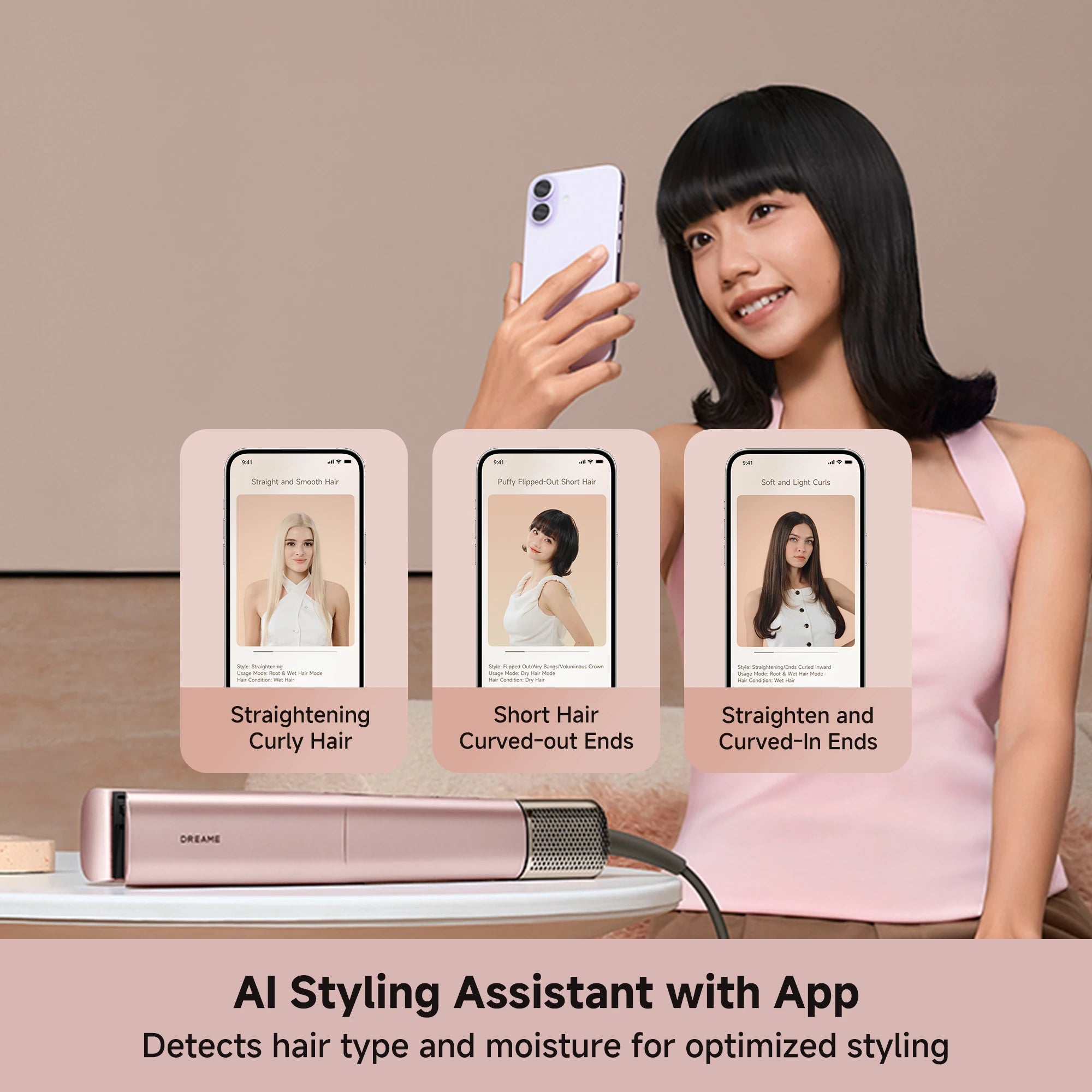 AI styling assistant with app support for personalized hair styling