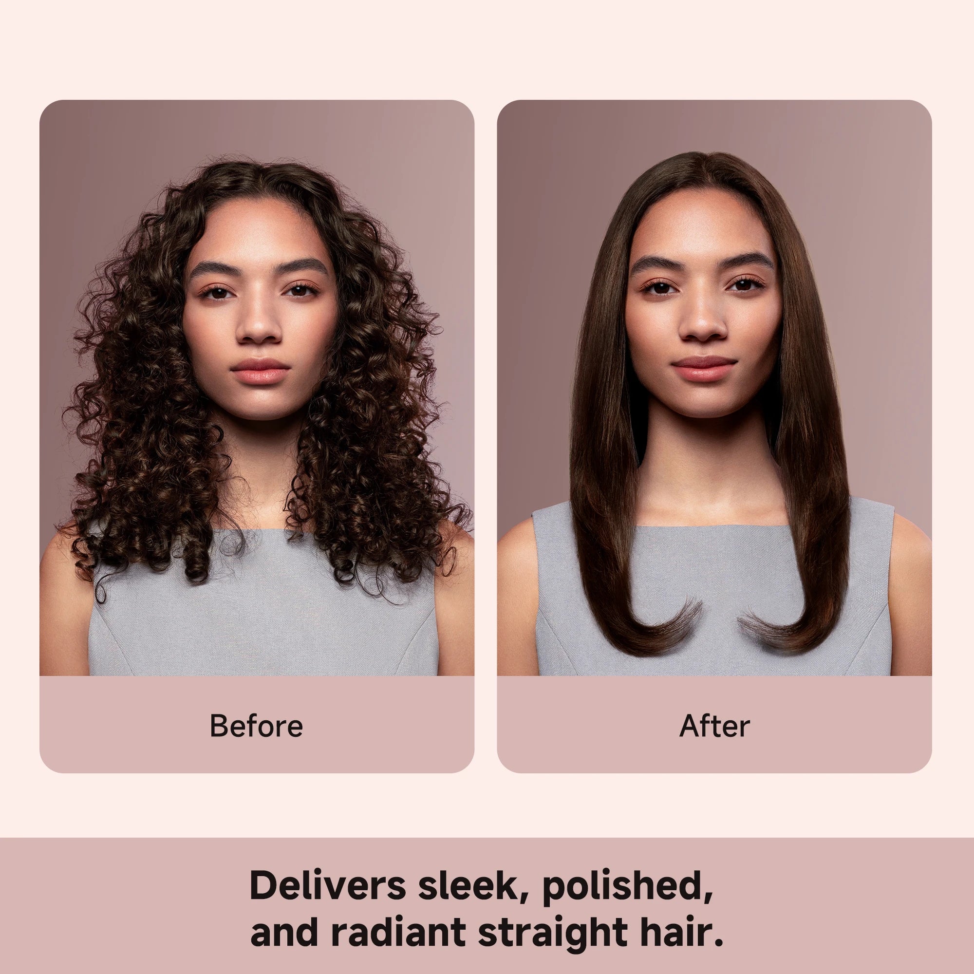 before and after hair straightening results with smoother shinier hair