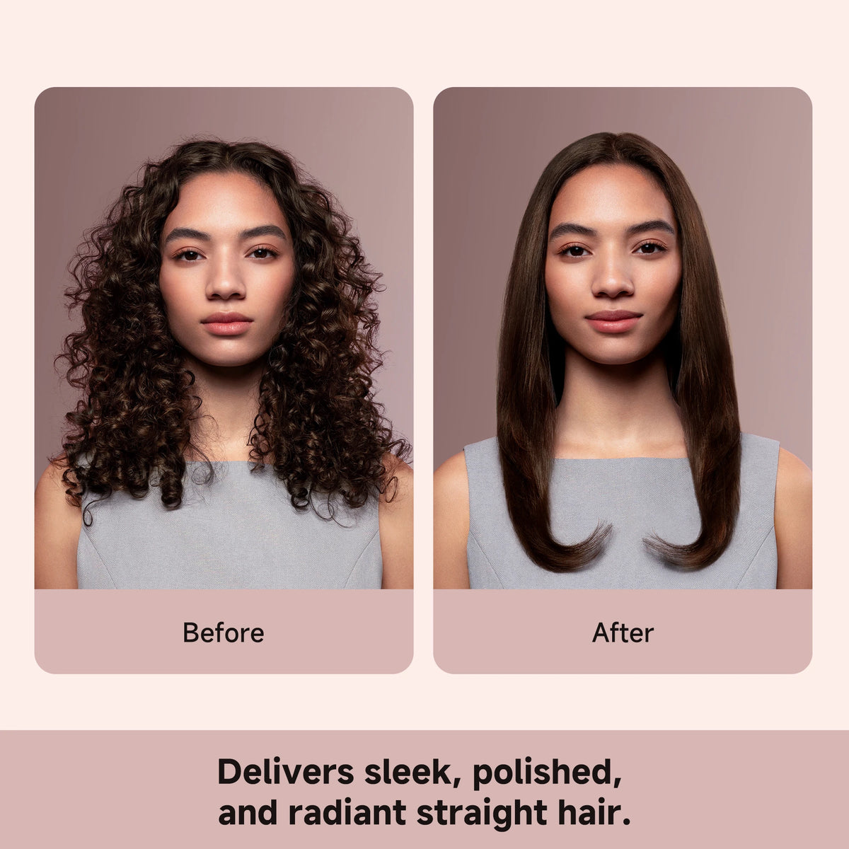 before and after hair straightening results with smoother shinier hair