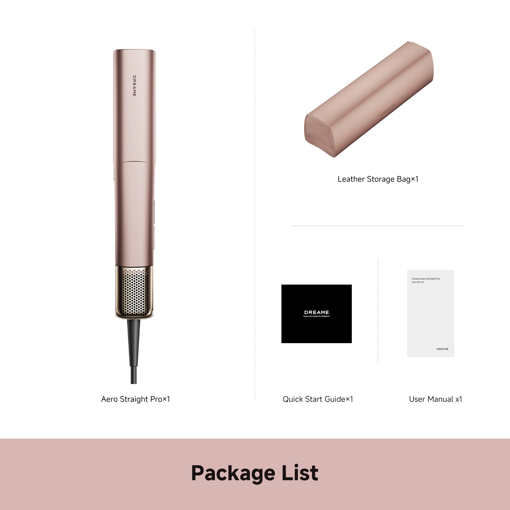 Dreame AeroStraight Pro package includes styling accessories and user guide