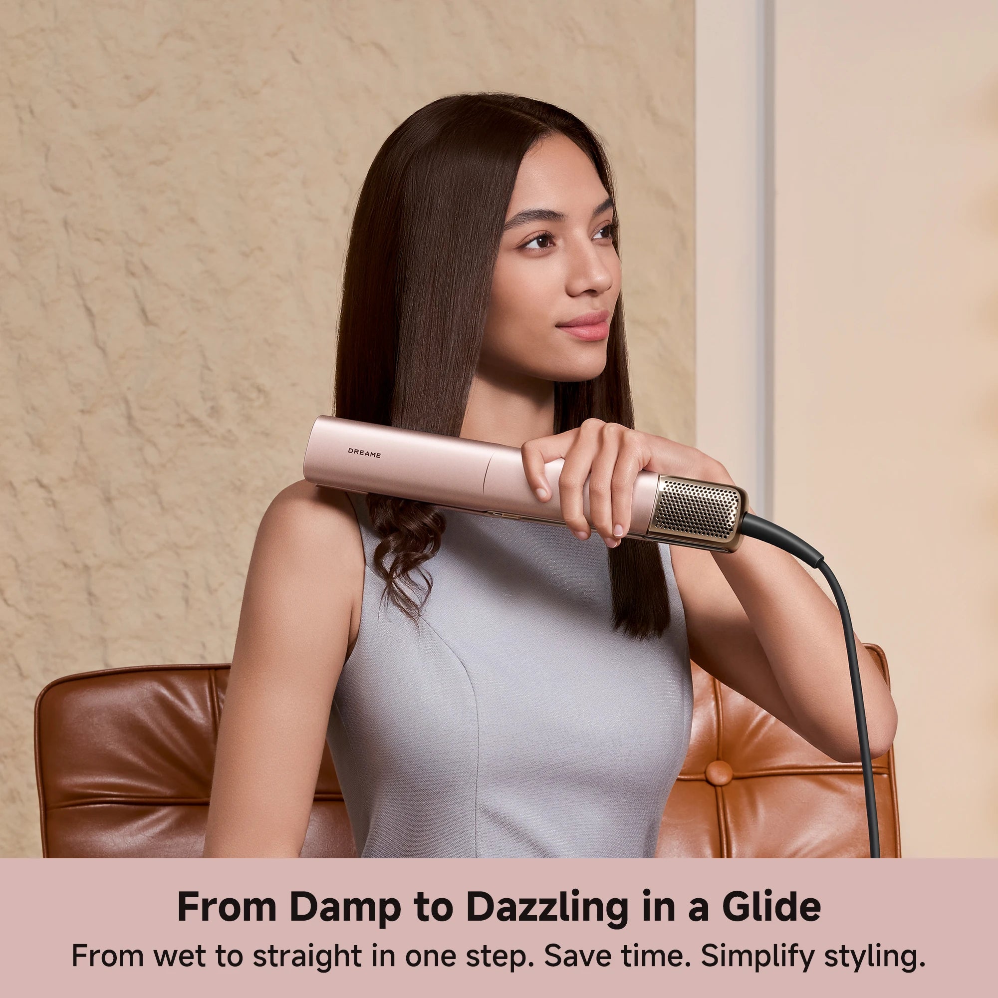 transforms damp hair into sleek straight styles in fewer passes