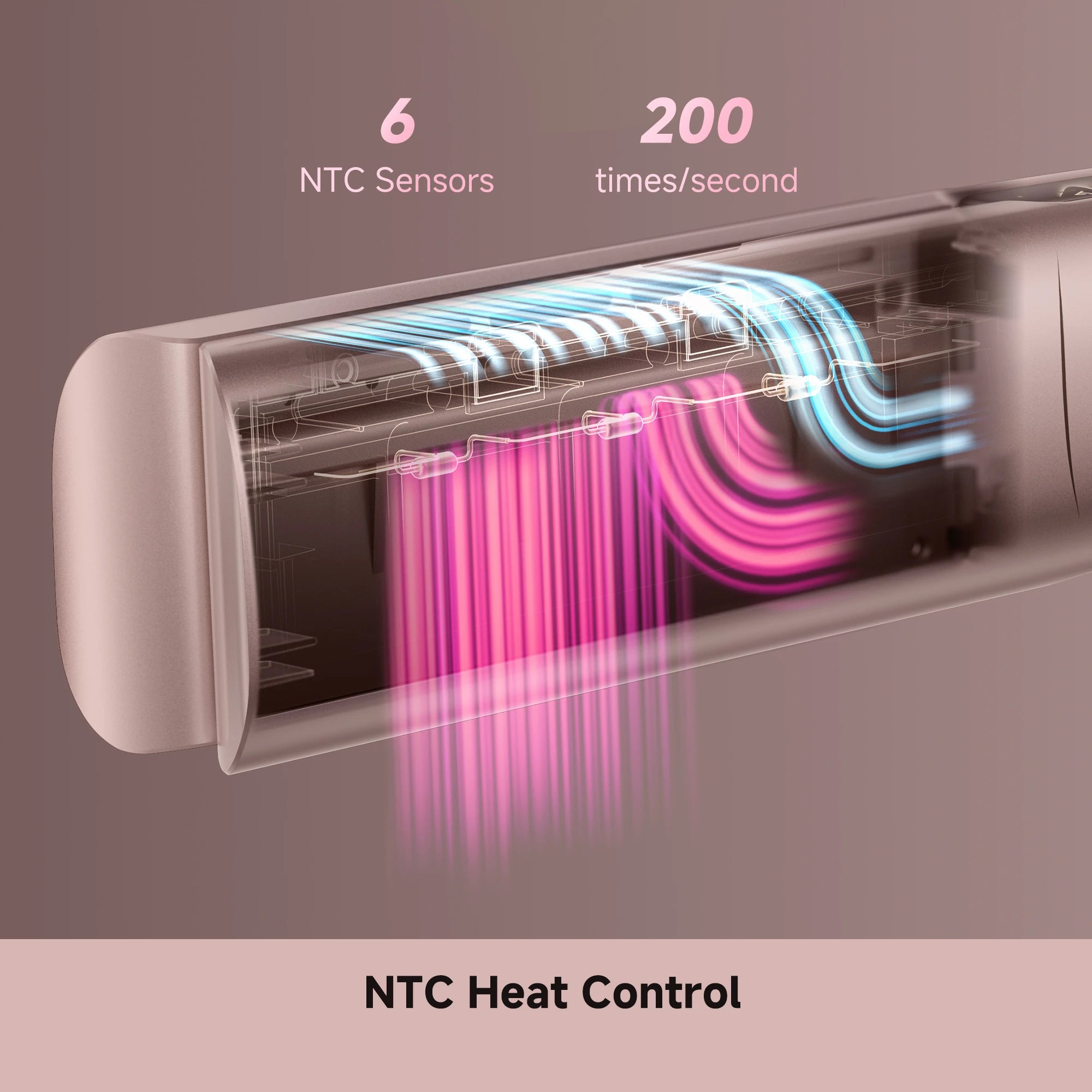 intelligent NTC heat control helps prevent overheating and hair damage