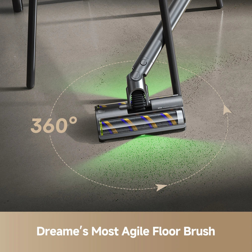 agile floor brush easily maneuvers around furniture and corners