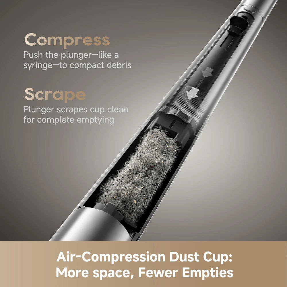 air compression dust cup enables cleaner and easier dust disposal