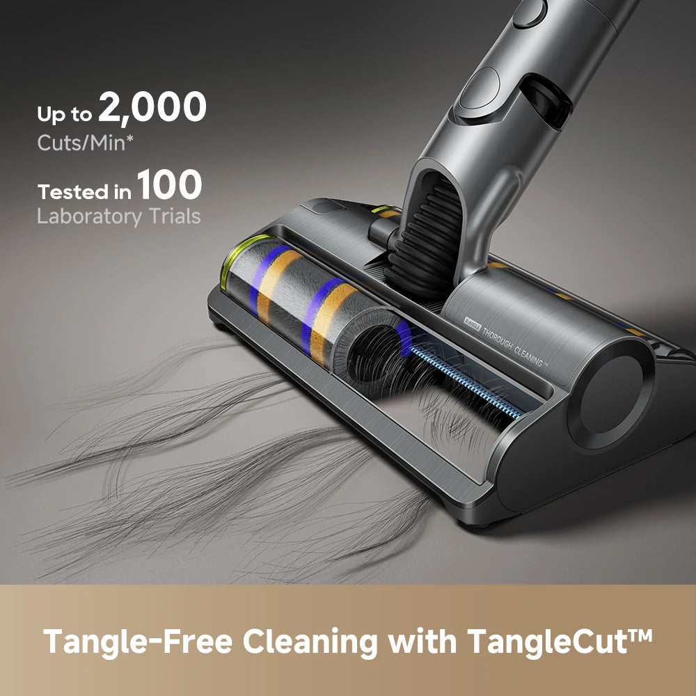 anti tangle brush cuts hair automatically for hassle free cleaning