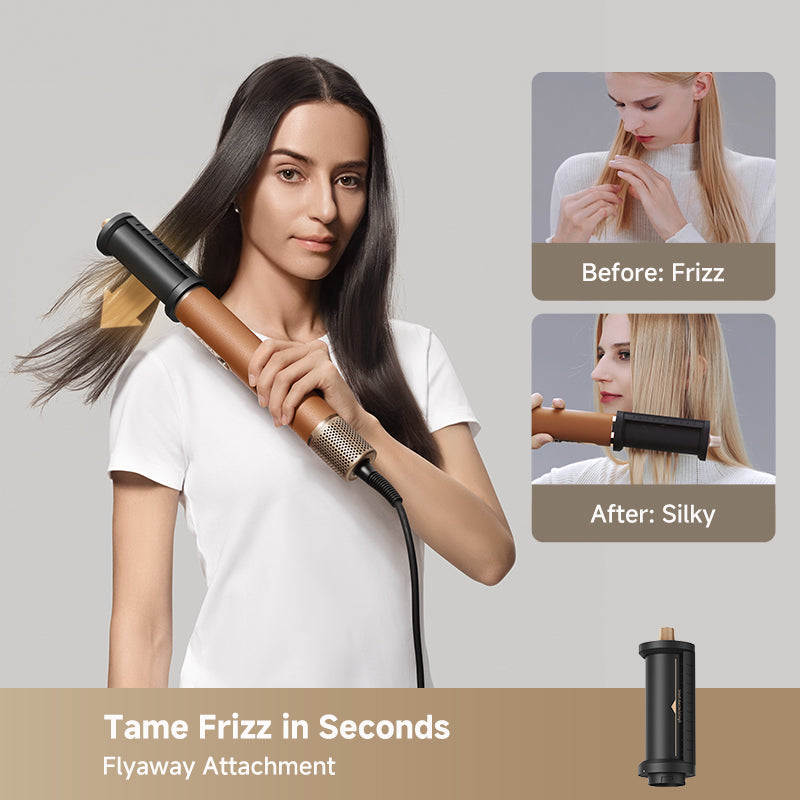 Dreame AirStyle Pro flyaway attachment to tame frizz in seconds with before and after silky hair results