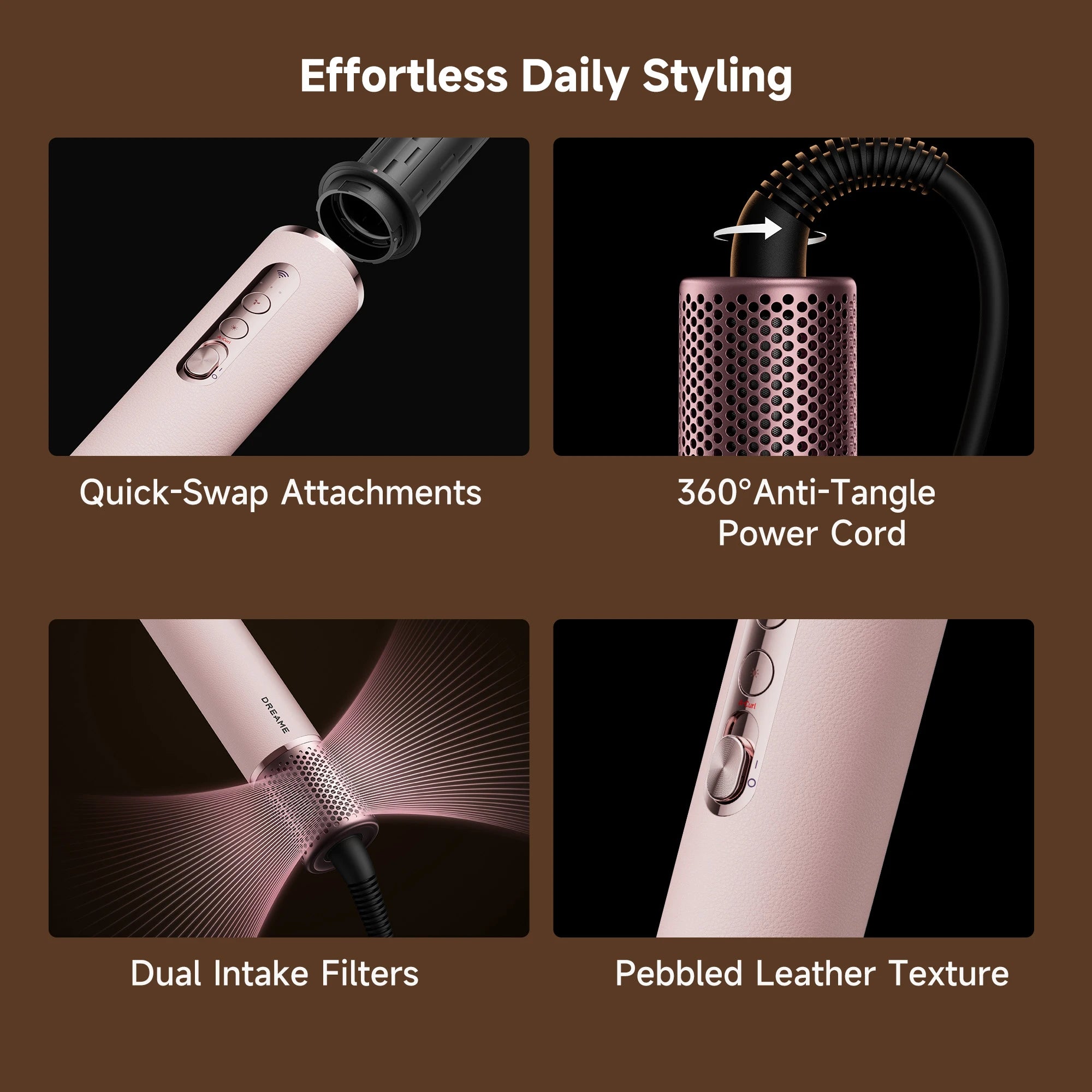 Dreame AirStyle Pro HI hair styler with multiple interchangeable attachments for seamless styling transitions