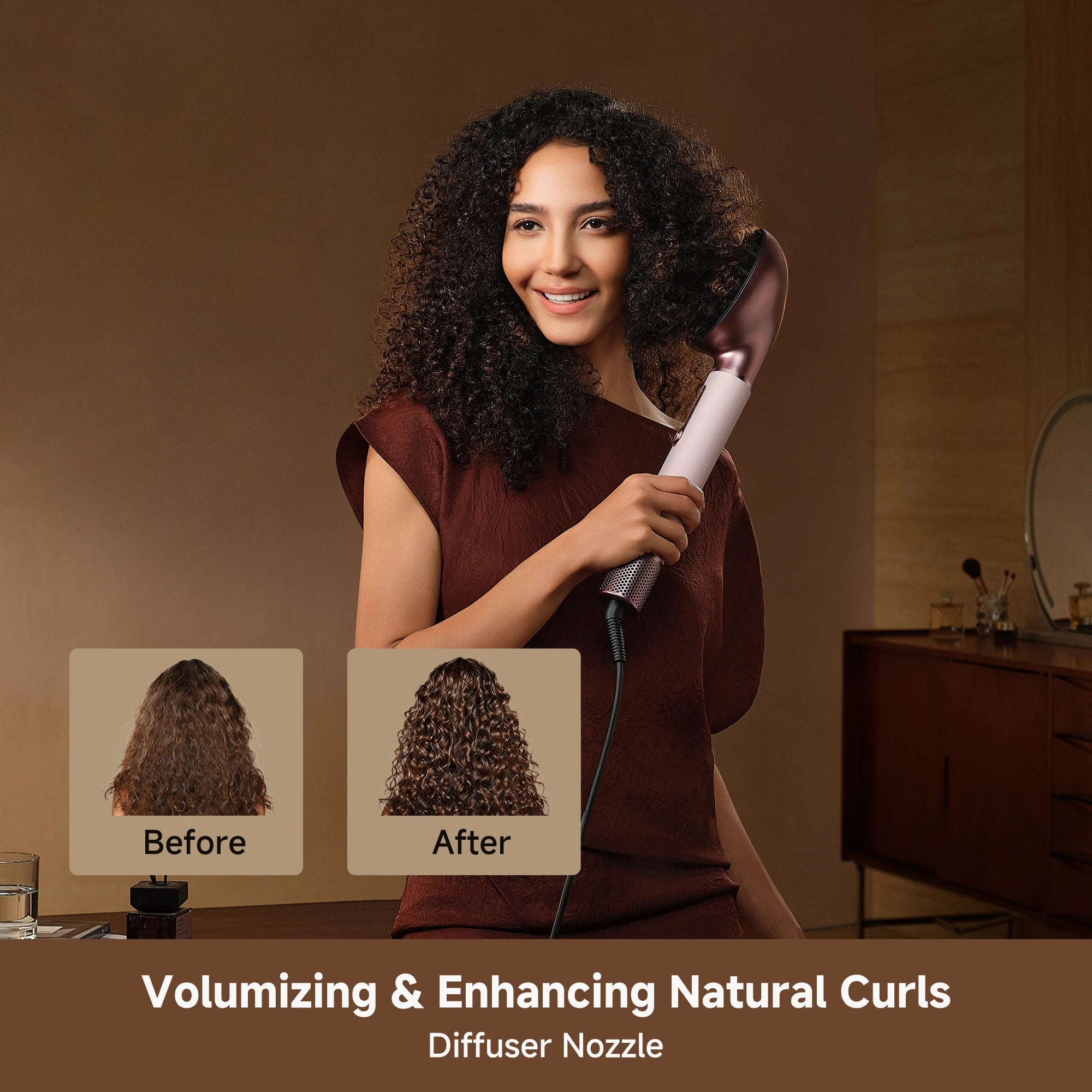 Dreame AirStyle Pro HI hair styler enhancing natural curls with soft volume and definition