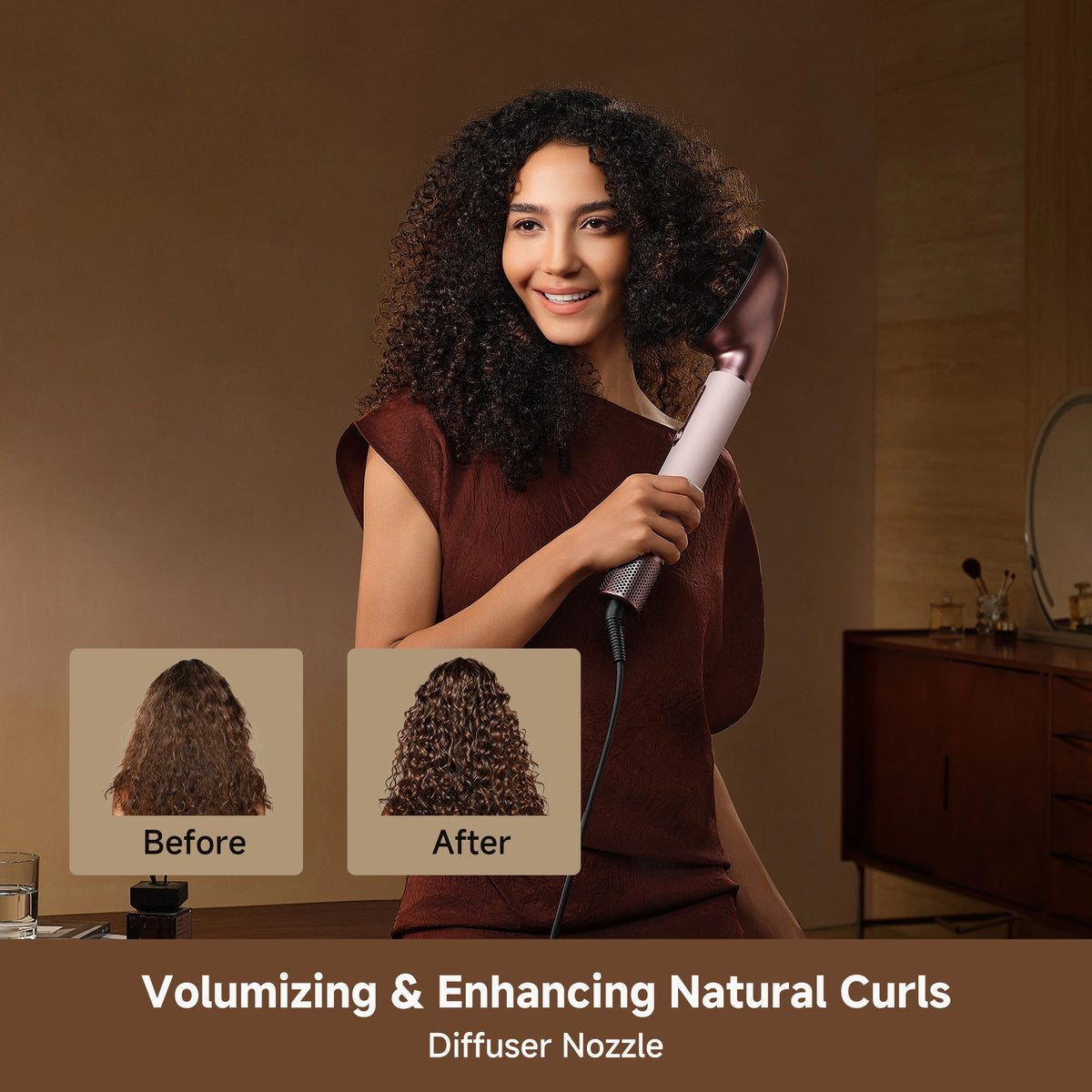 Dreame AirStyle Pro HI hair styler enhancing natural curls with soft volume and definition