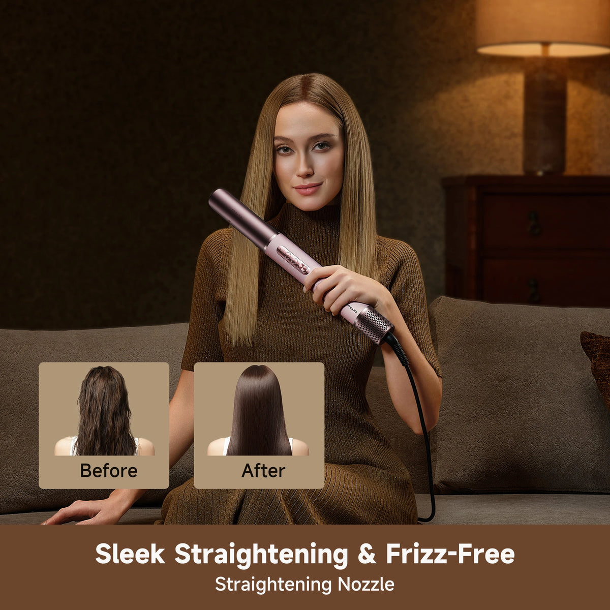 Dreame AirStyle Pro HI hair styler creating sleek straight hair while reducing frizz for a smooth finish
