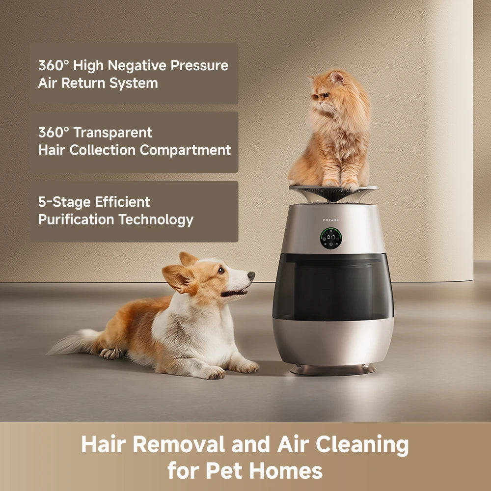 Dreame AP10 pet air purifier showcasing its powerful air purification performance and advanced airflow technology